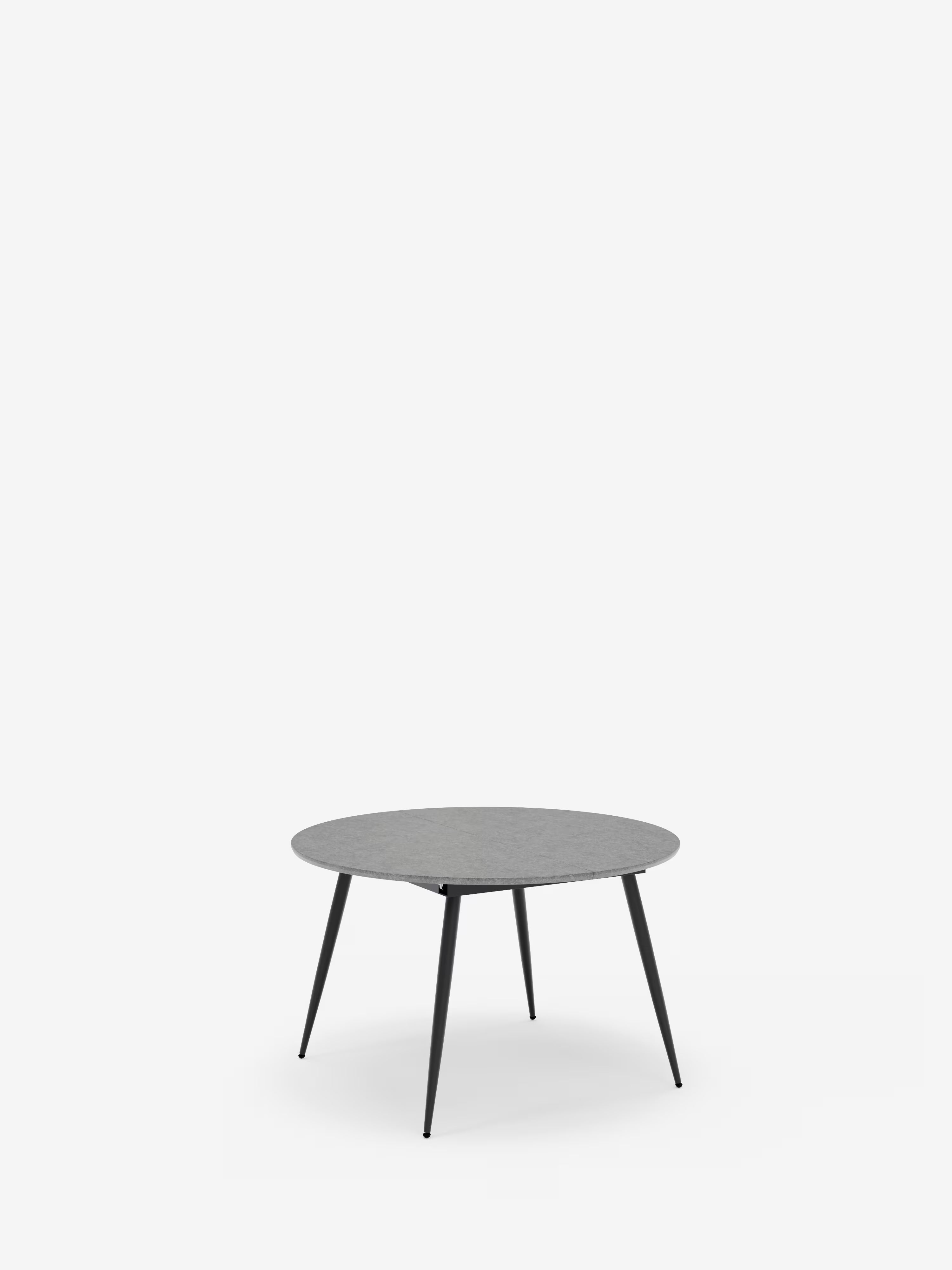 Habla Mesa redonda extensible con sobre efecto cemento – base de metal negro Ø 120 (L 160) cm