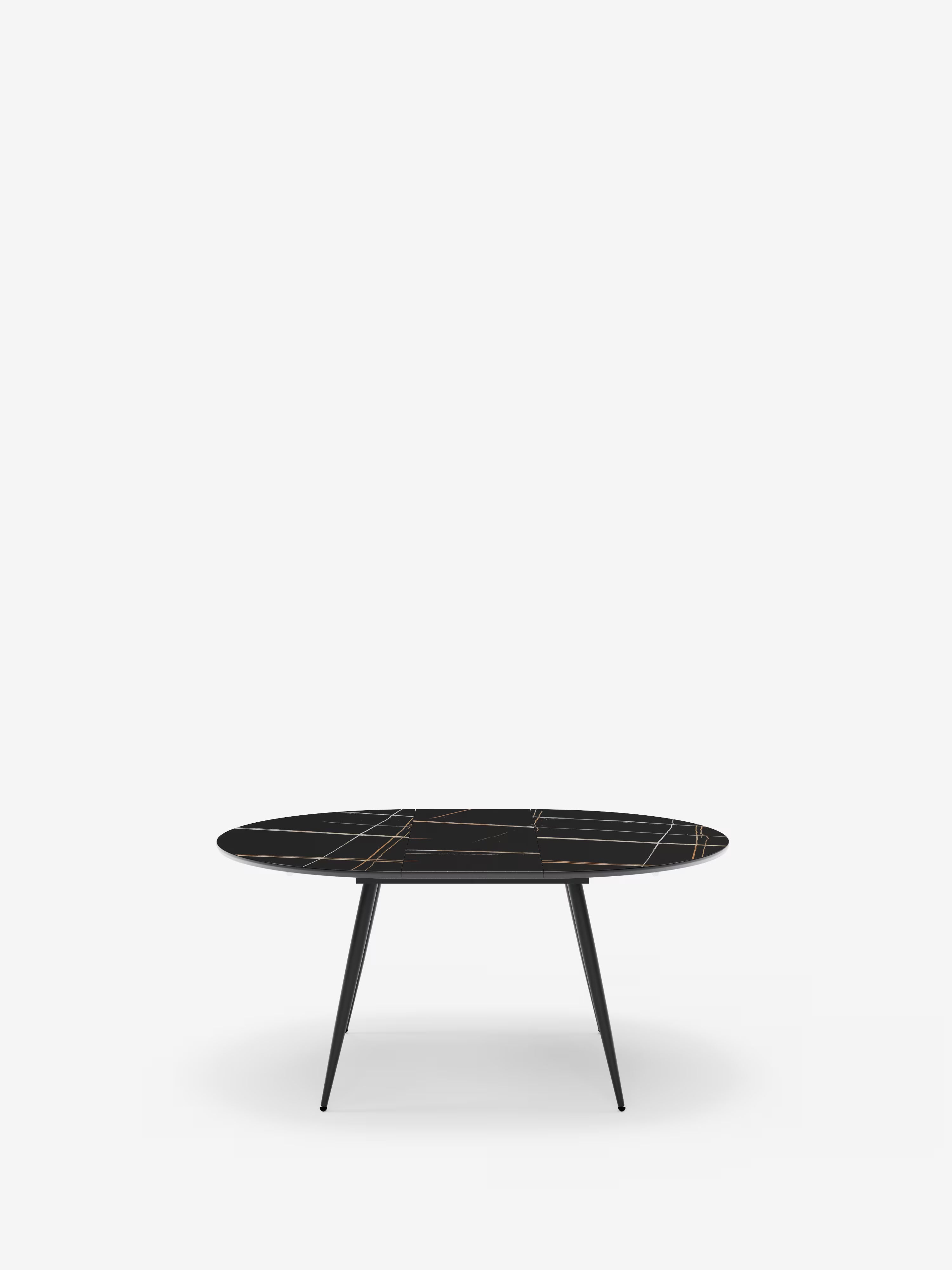 Habla Mesa redonda extensible con sobre efecto mármol negro – base de metal negro Ø 120 (L 160) cm
