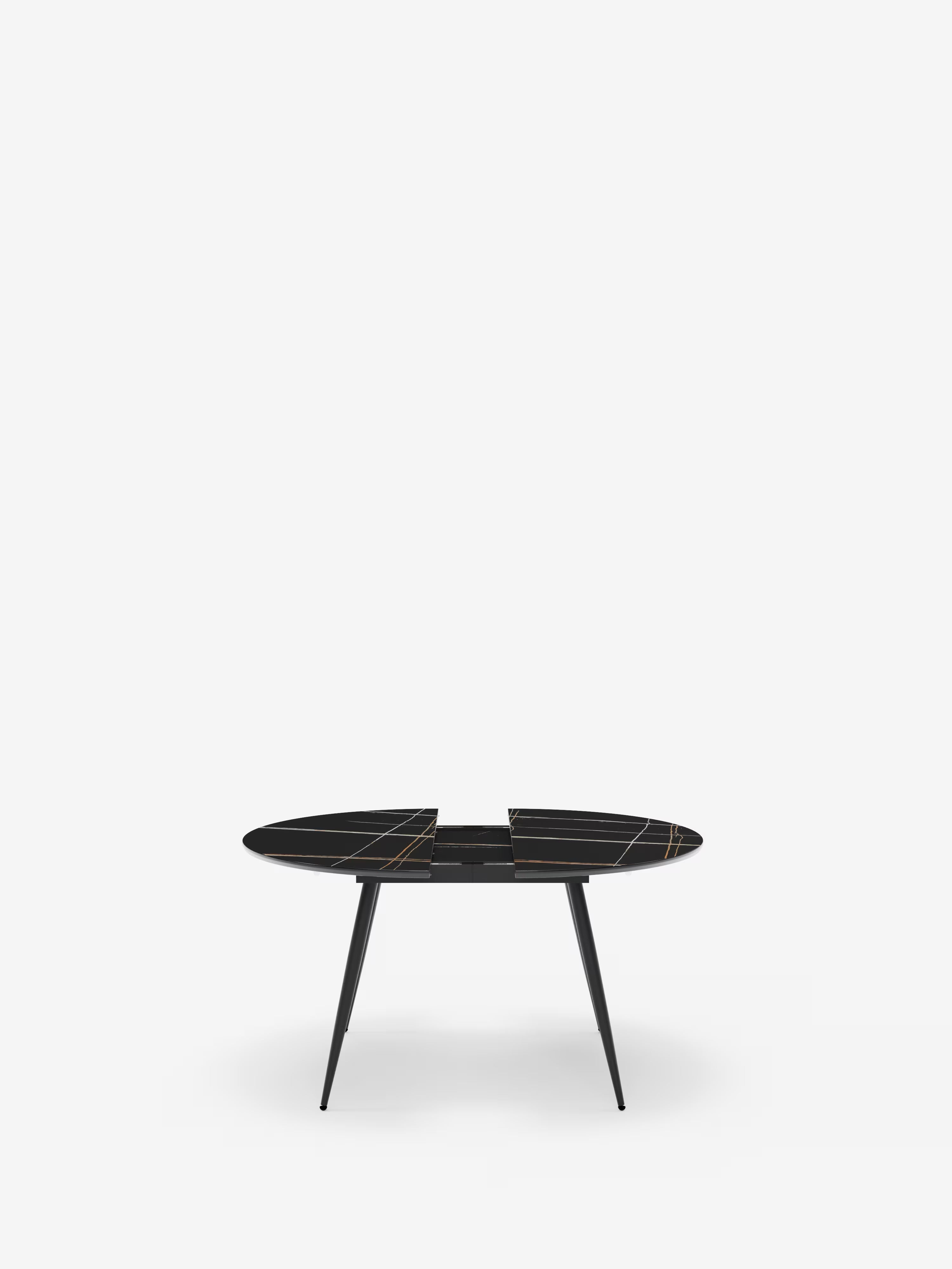 Habla Mesa redonda extensible con sobre efecto mármol negro – base de metal negro Ø 120 (L 160) cm