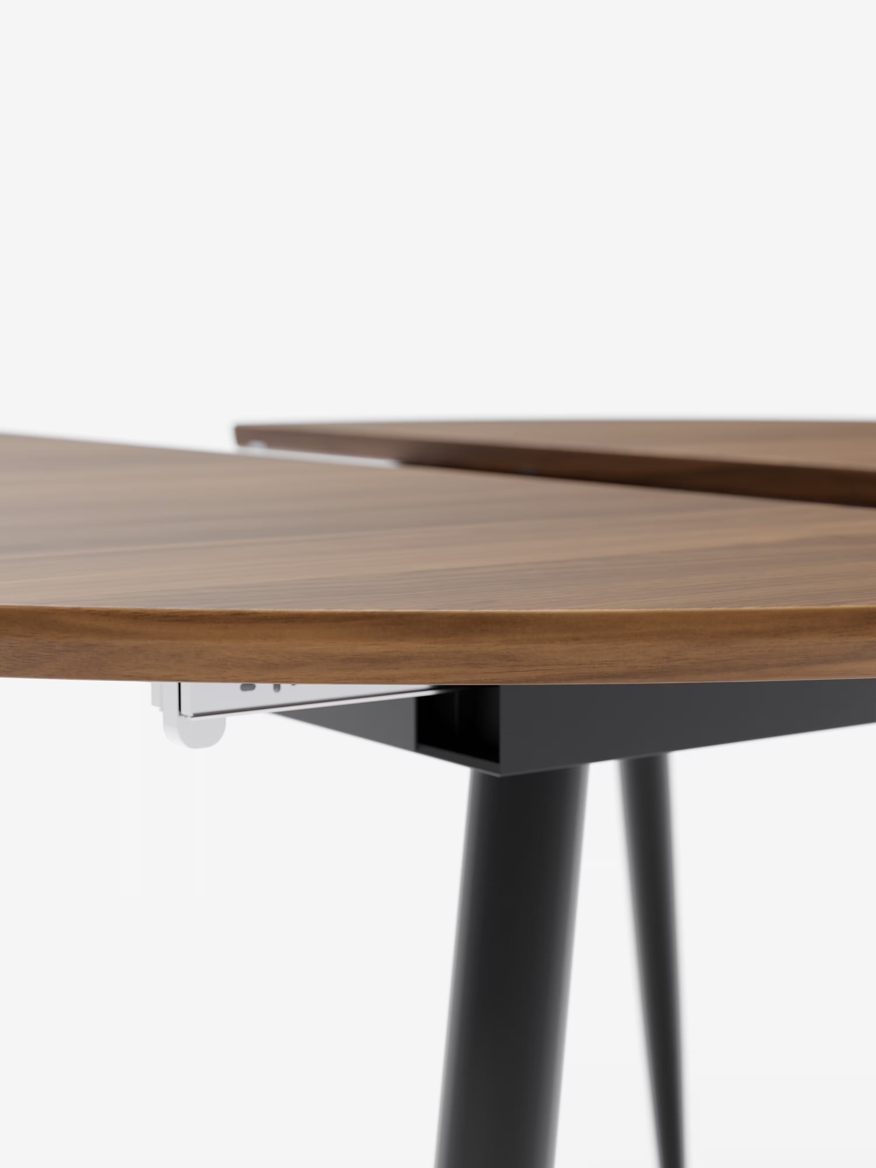 Habla Table ronde extensible avec plateau en bois teck – base en métal noir Ø 120 (L 160) cm