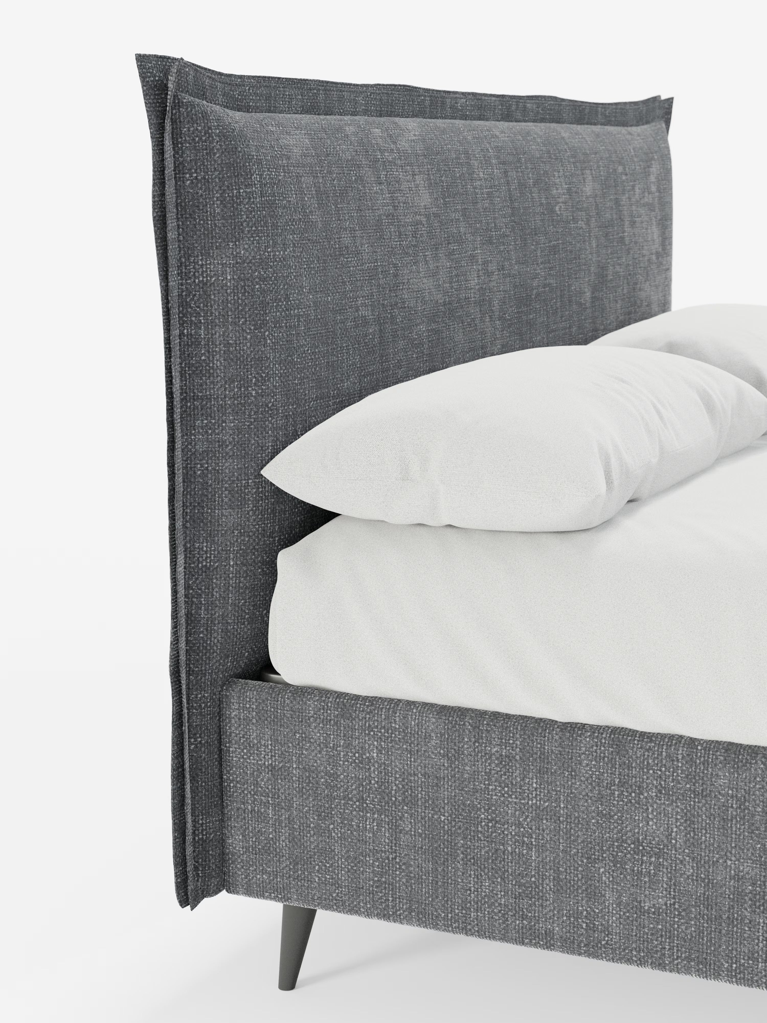 Hans Storage bed with minimal design in soft-touch flame fabric, waterproof