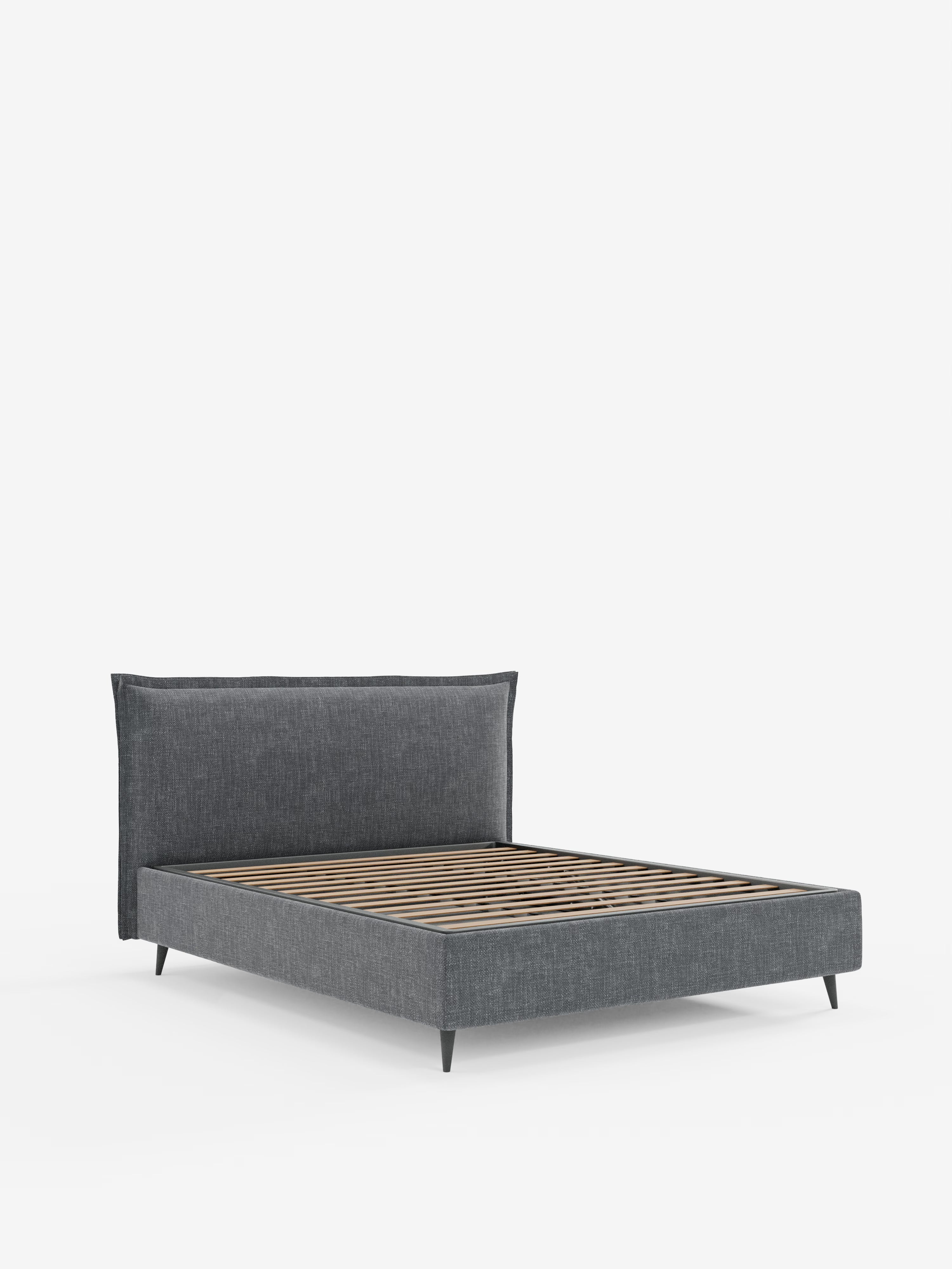 Hans Storage bed with minimal design in soft-touch flame fabric, waterproof