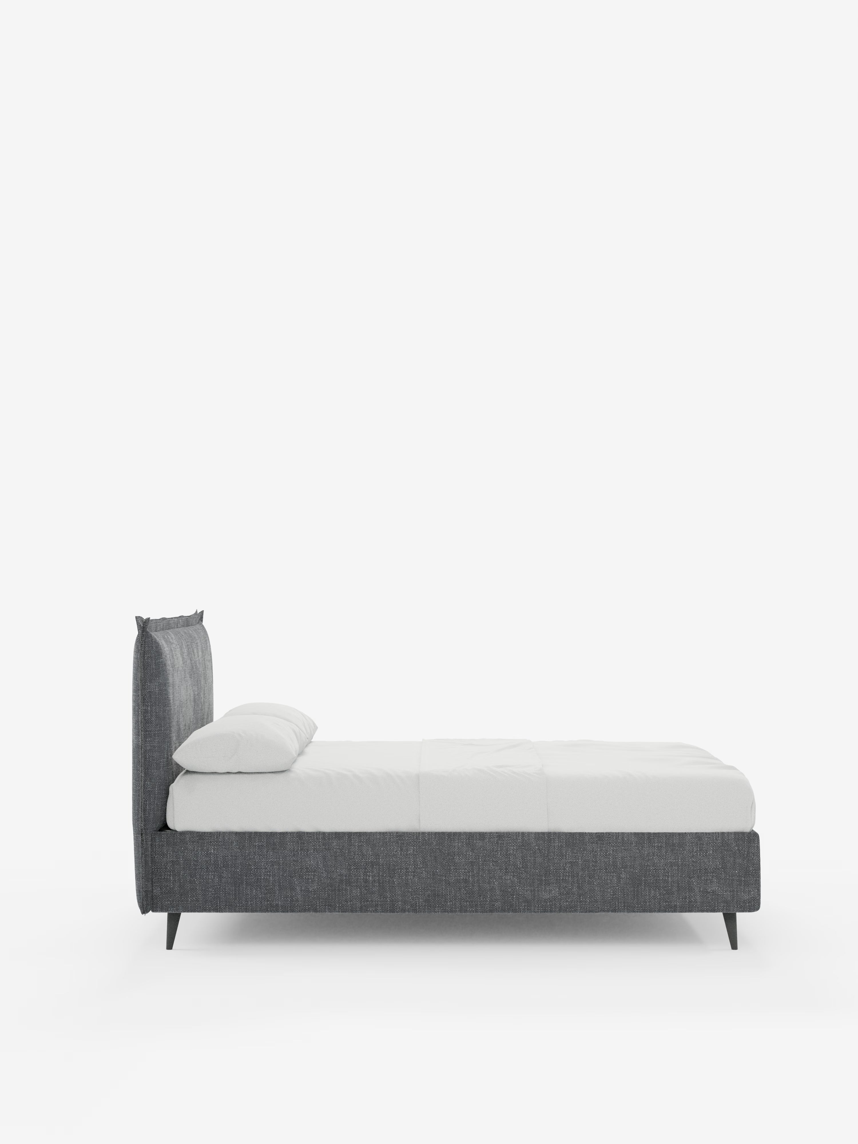 Hans Storage bed with minimal design in soft-touch flame fabric, waterproof