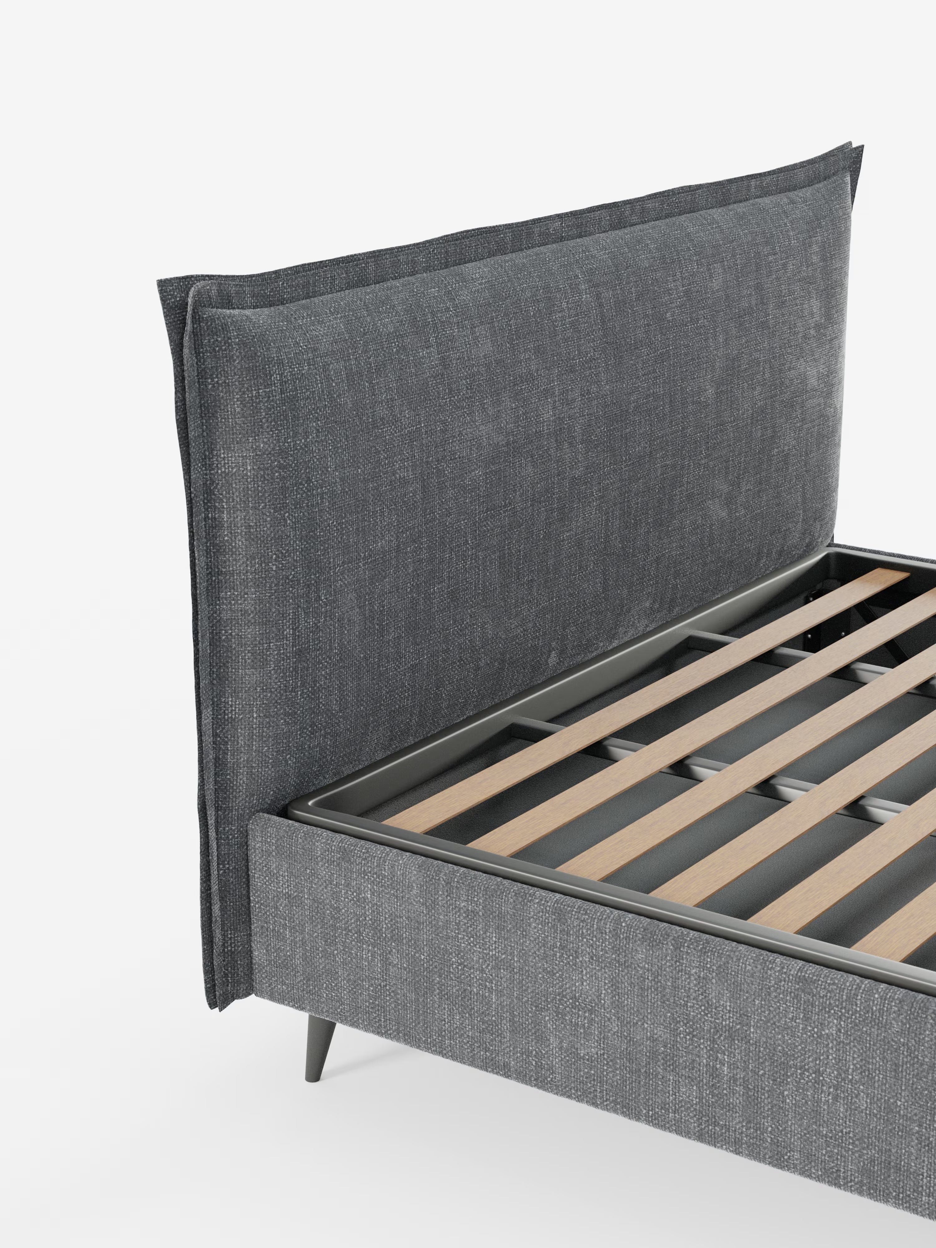 Hans Storage bed with minimal design in soft-touch flame fabric, waterproof