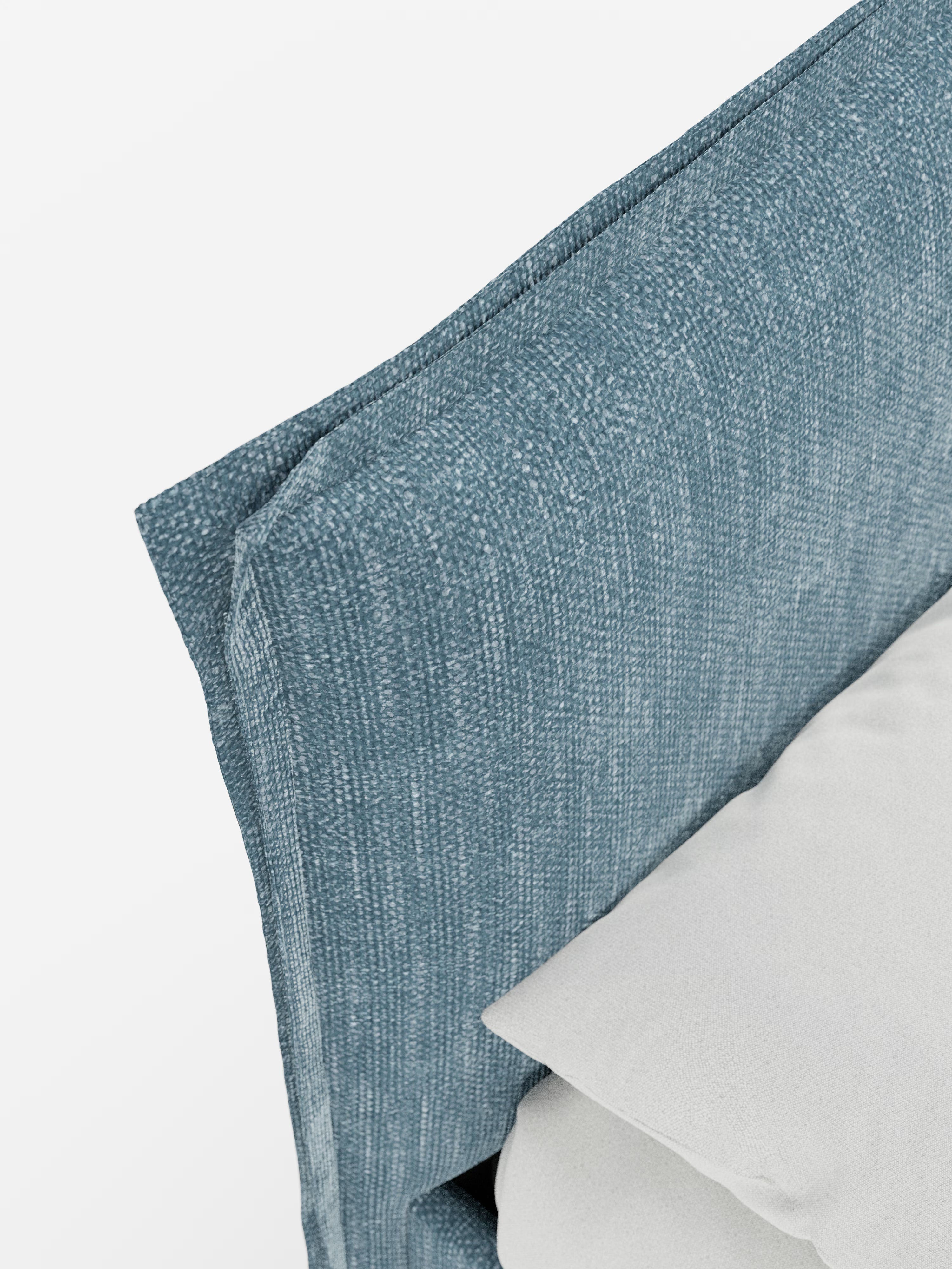 Hans Storage bed with minimal design in soft-touch flame fabric, waterproof