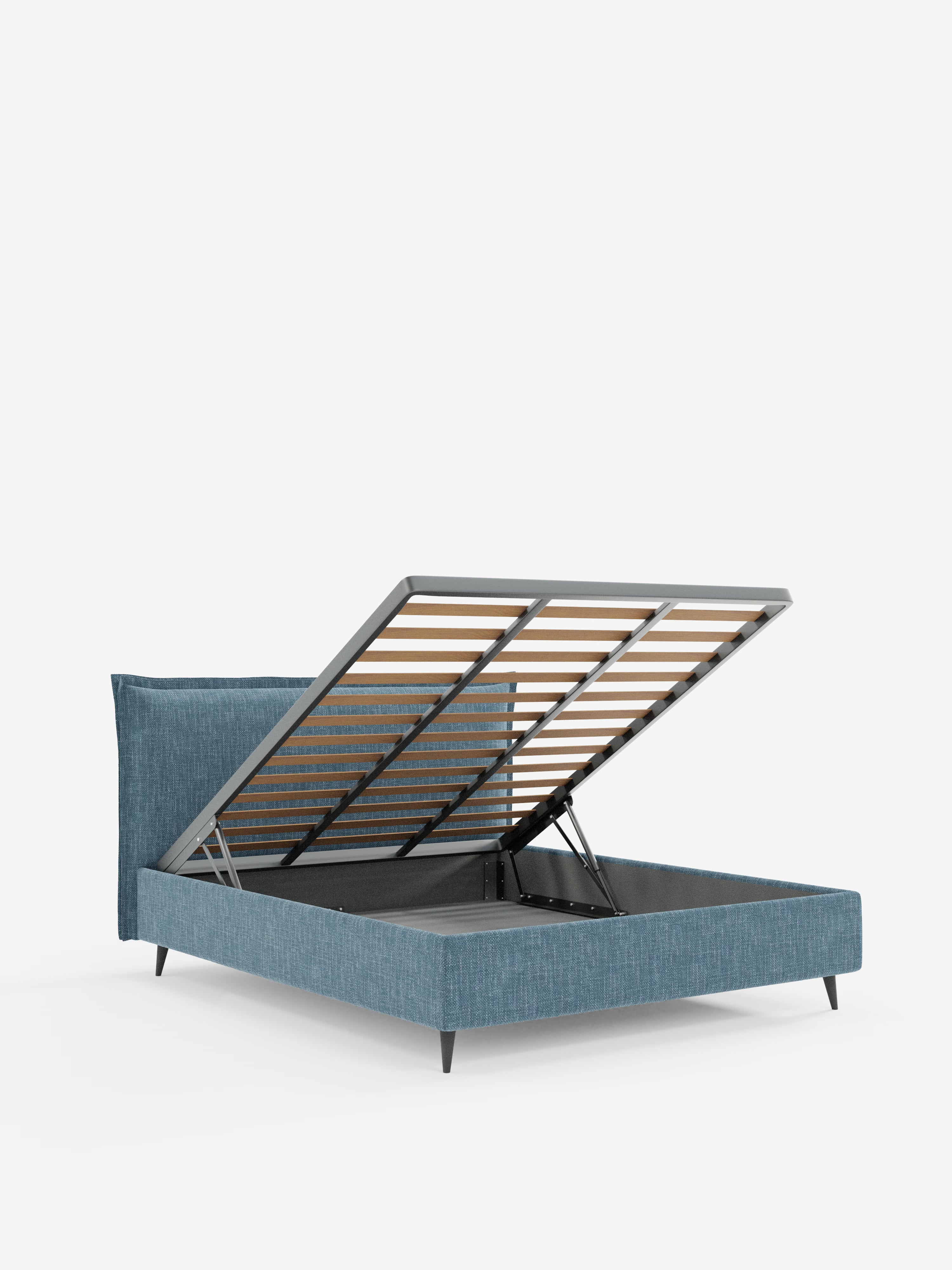 Hans Storage bed with minimal design in soft-touch flame fabric, waterproof