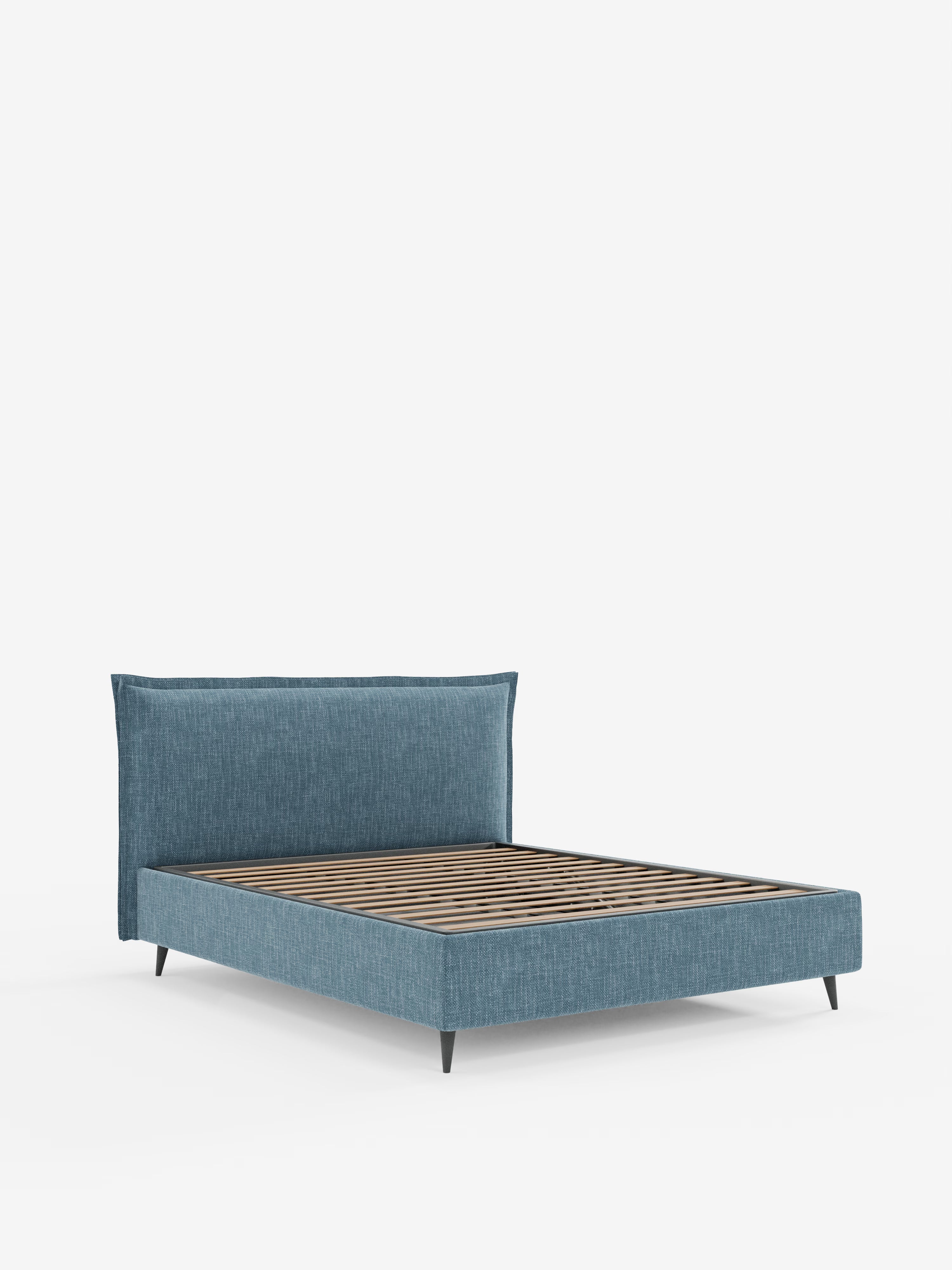 Hans Storage bed with minimal design in soft-touch flame fabric, waterproof