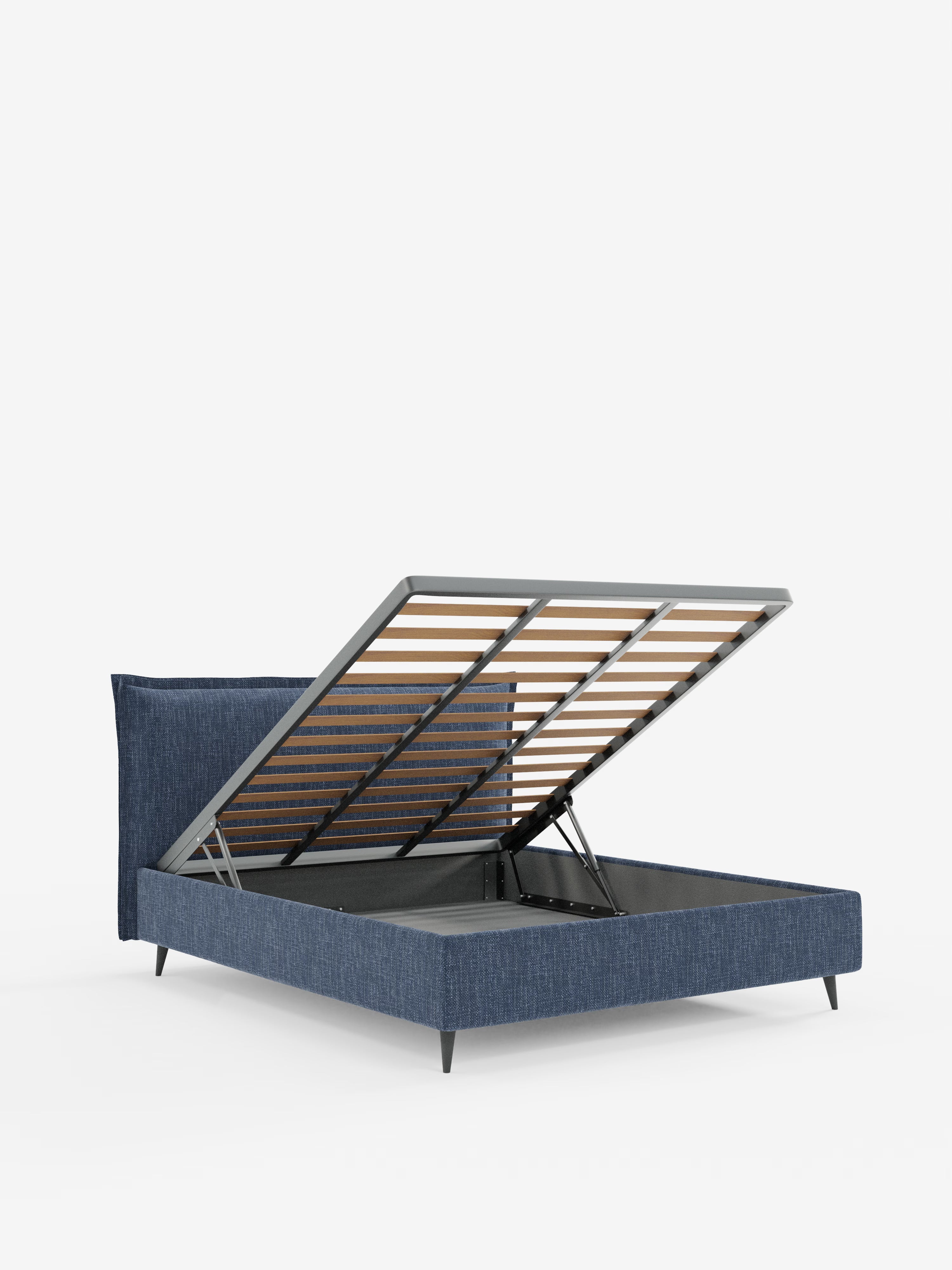 Hans Storage bed with minimal design in soft-touch flame fabric, waterproof