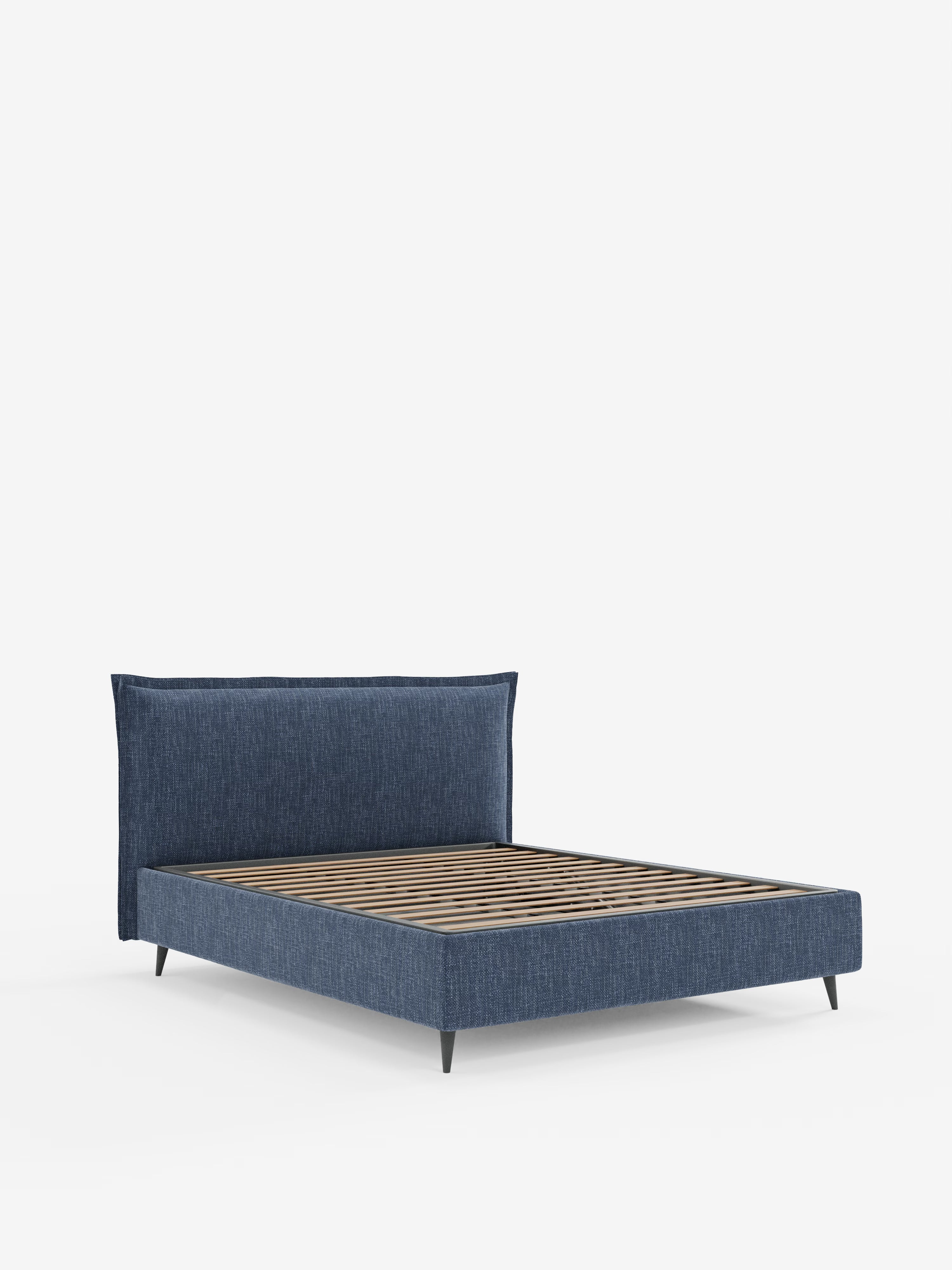 Hans Storage bed with minimal design in soft-touch flame fabric, waterproof