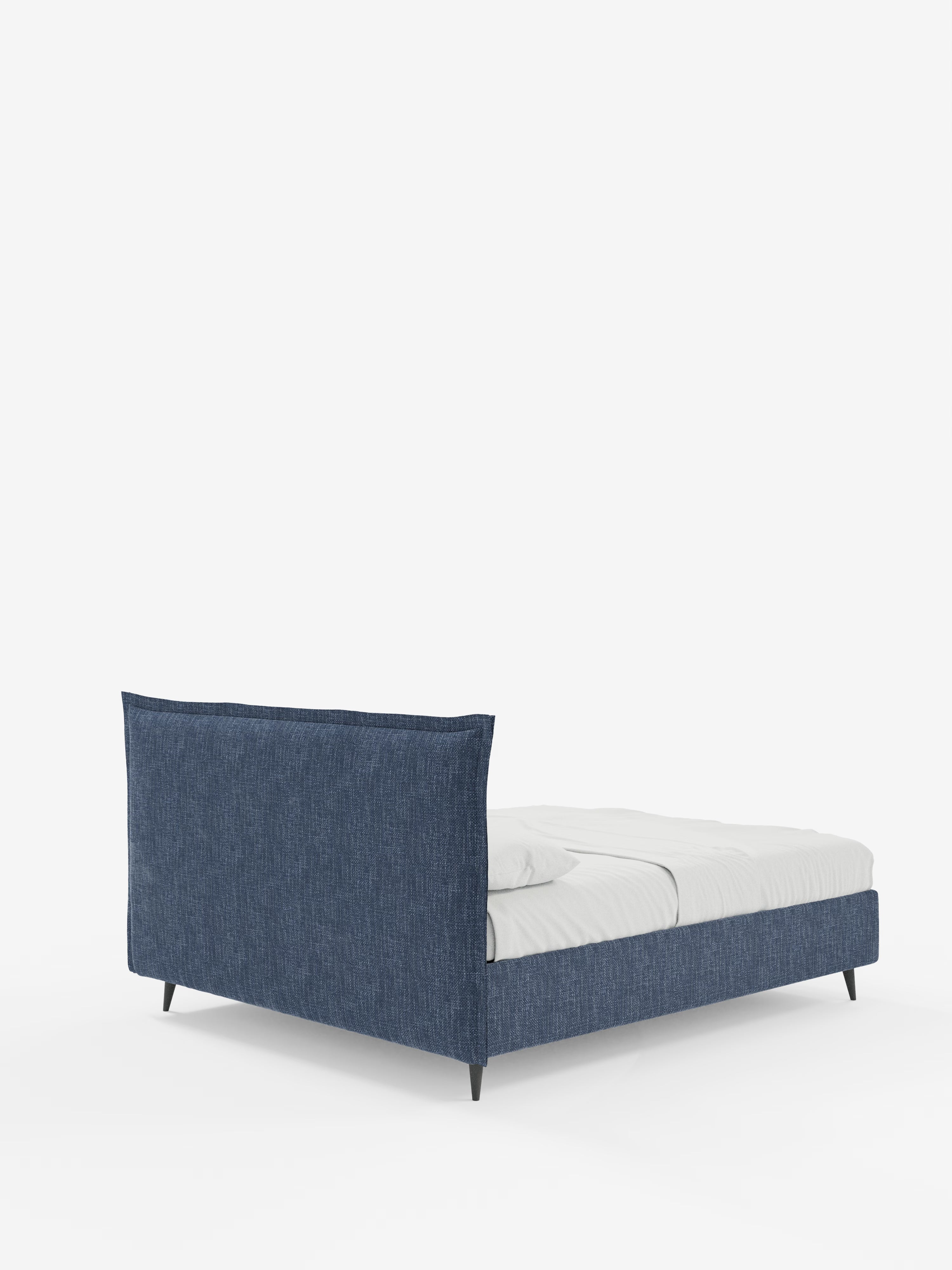 Hans Storage bed with minimal design in soft-touch flame fabric, waterproof