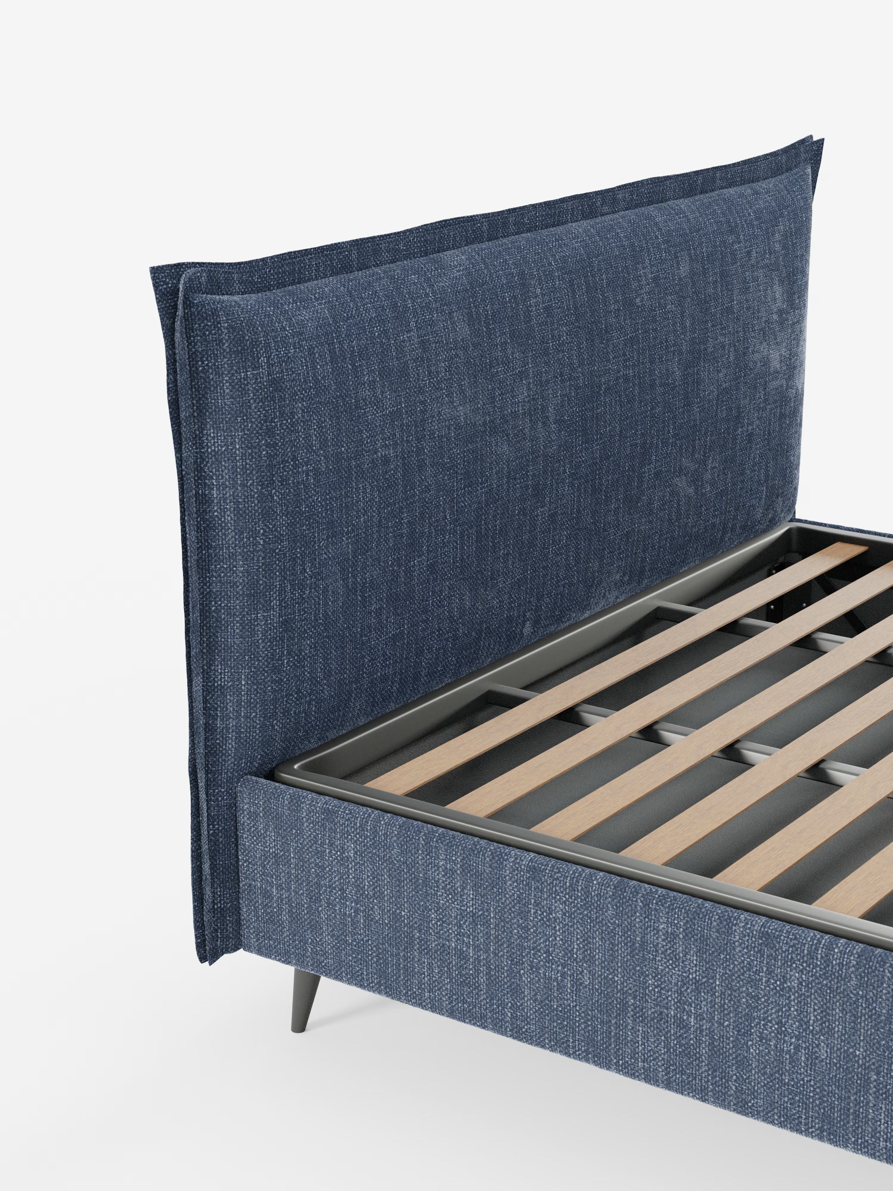 Hans Storage bed with minimal design in soft-touch flame fabric, waterproof