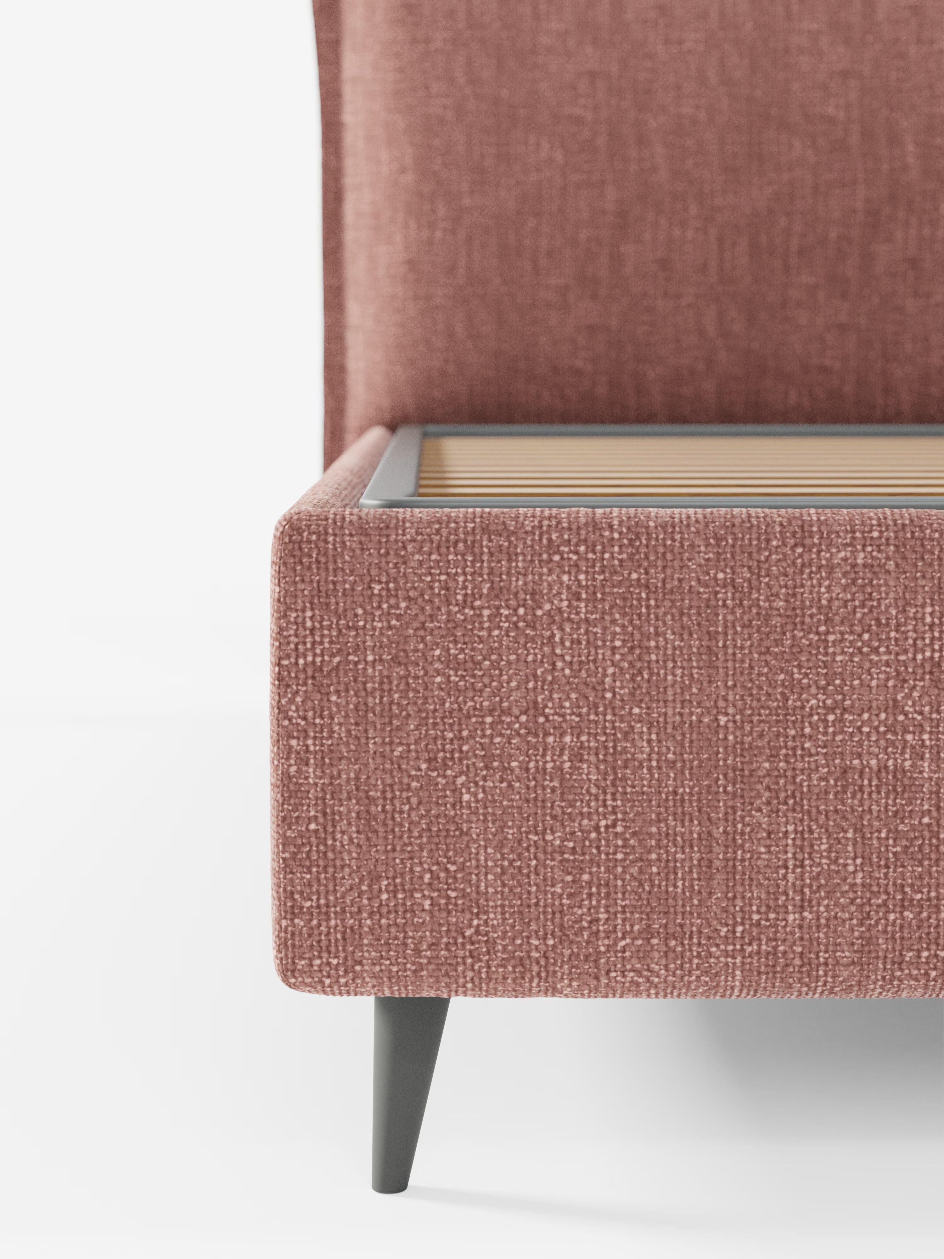Hans Storage bed with minimal design in soft-touch flame fabric, waterproof
