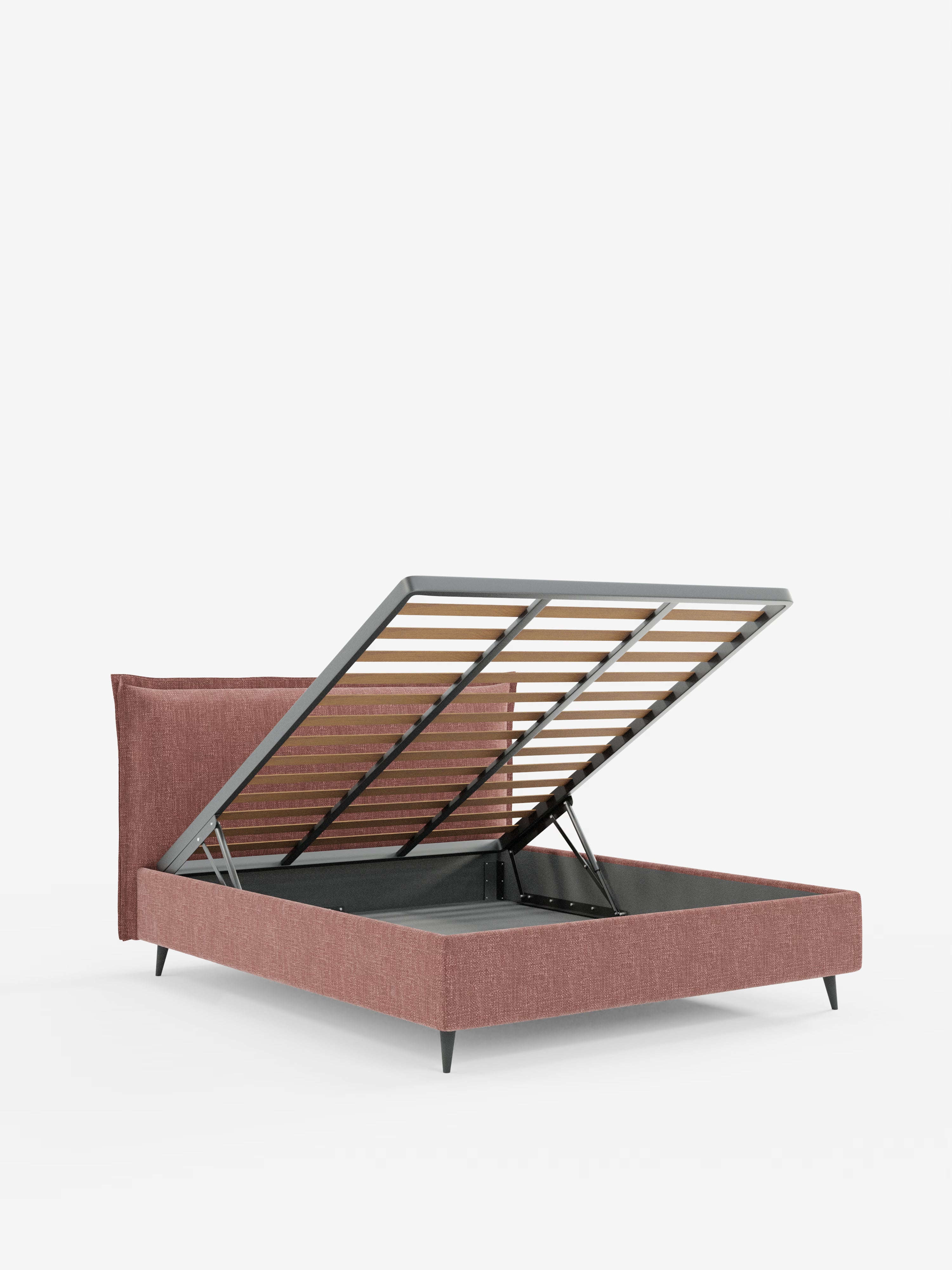 Hans Storage bed with minimal design in soft-touch flame fabric, waterproof