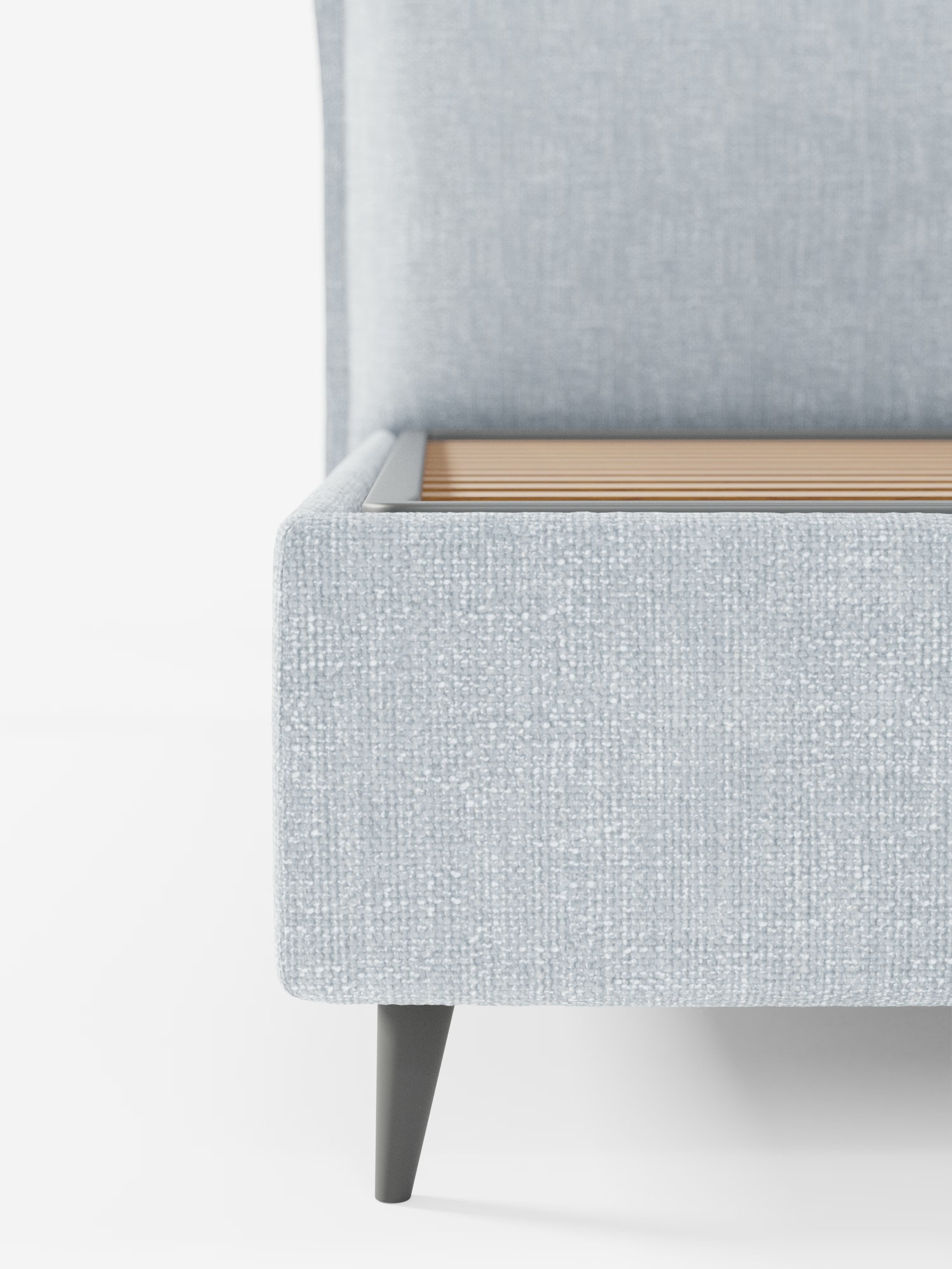 Hans Storage bed with minimal design in soft-touch flame fabric, waterproof