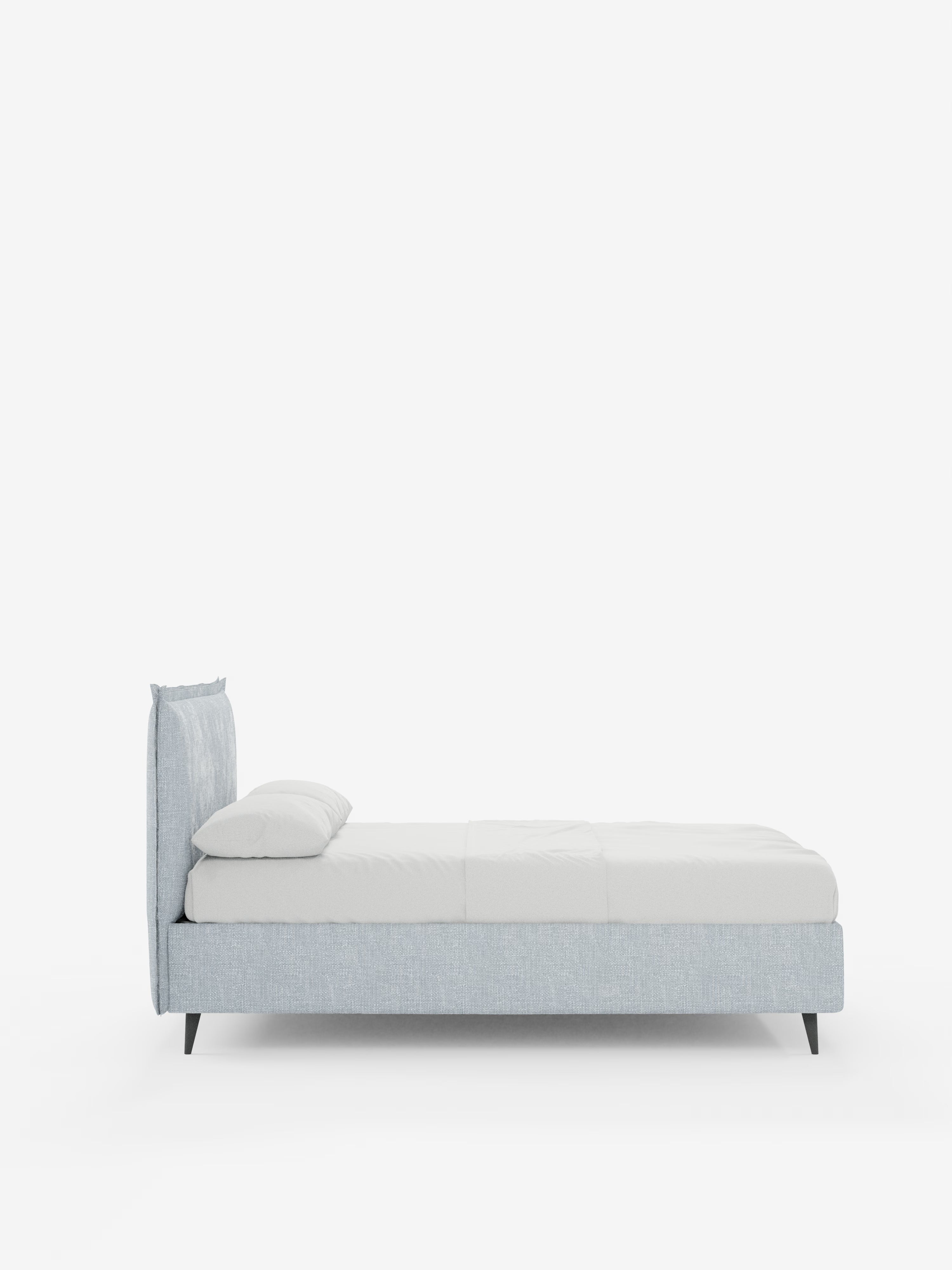 Hans Storage bed with minimal design in soft-touch flame fabric, waterproof