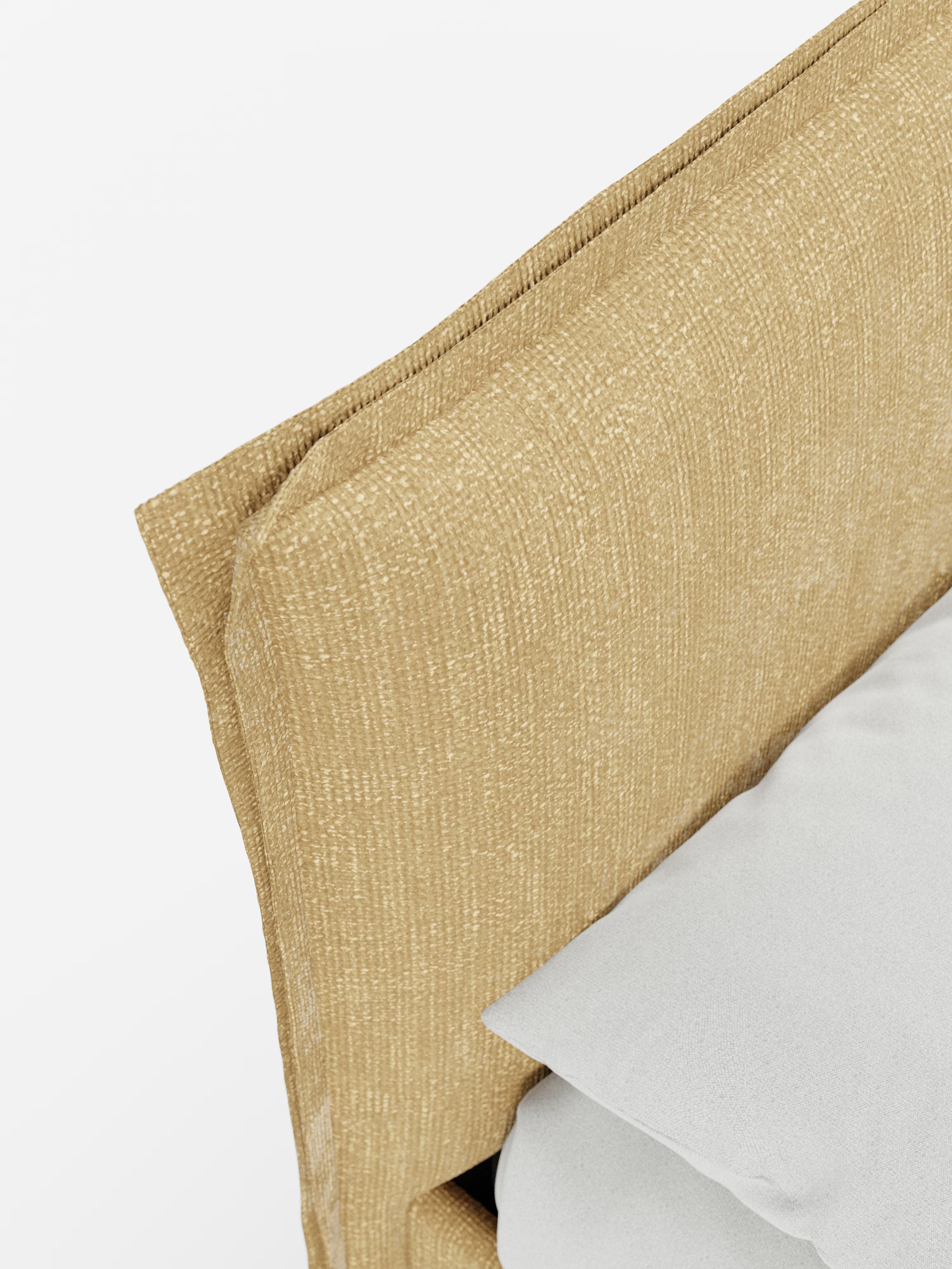 Hans Storage bed with minimal design in soft-touch flame fabric, waterproof
