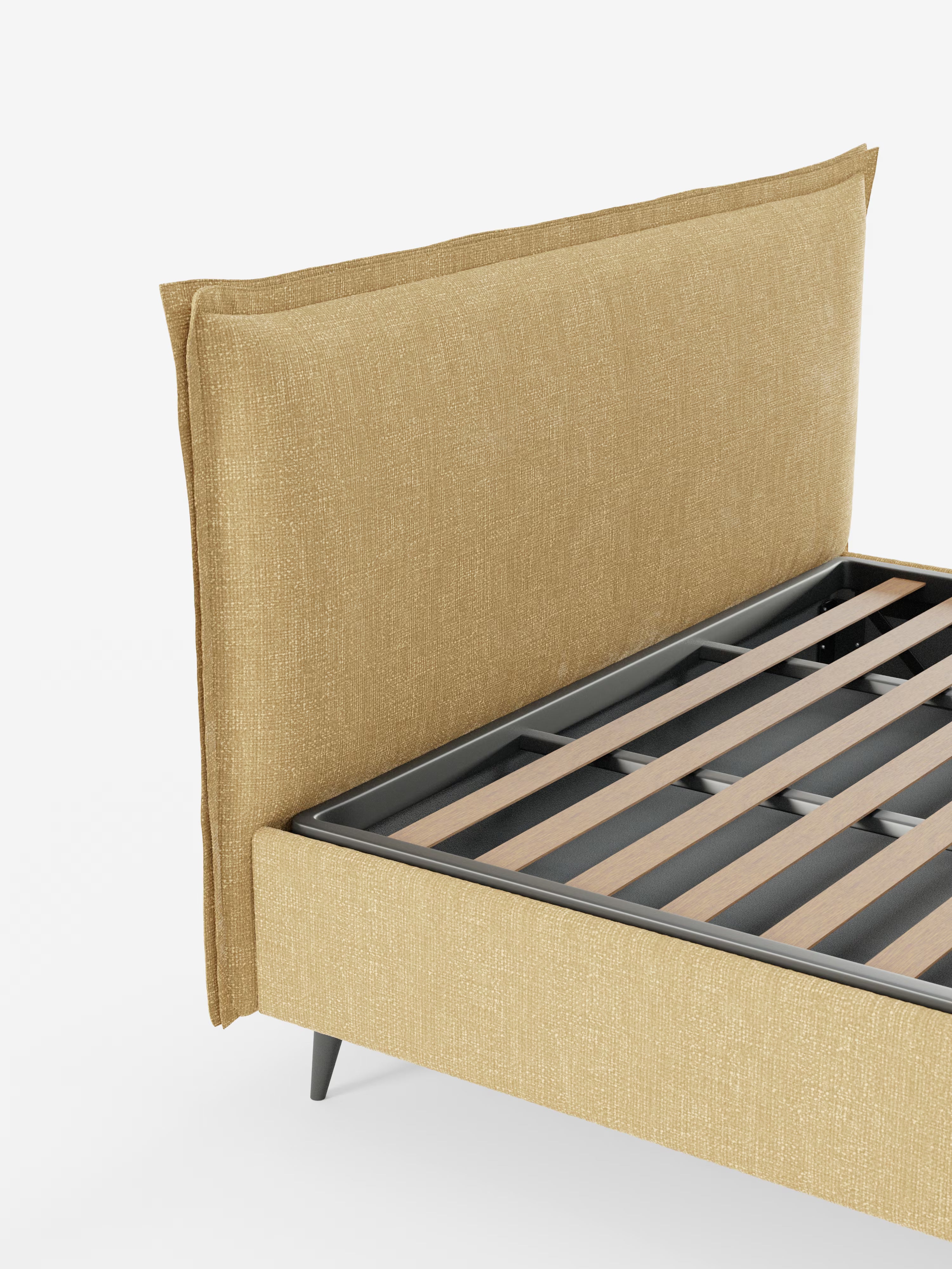 Hans Storage bed with minimal design in soft-touch flame fabric, waterproof