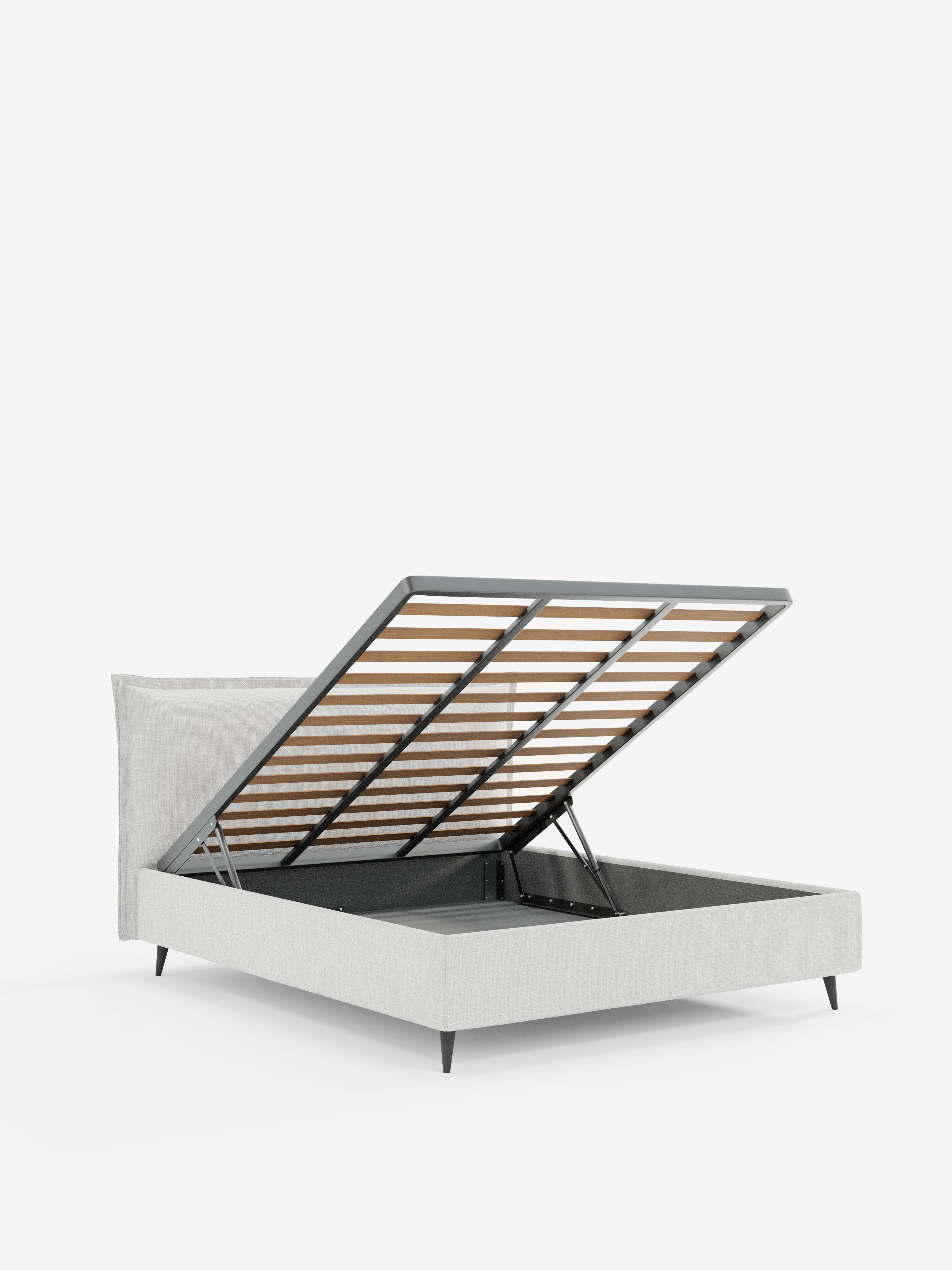 Hans Storage bed with minimal design in soft-touch flame fabric, waterproof