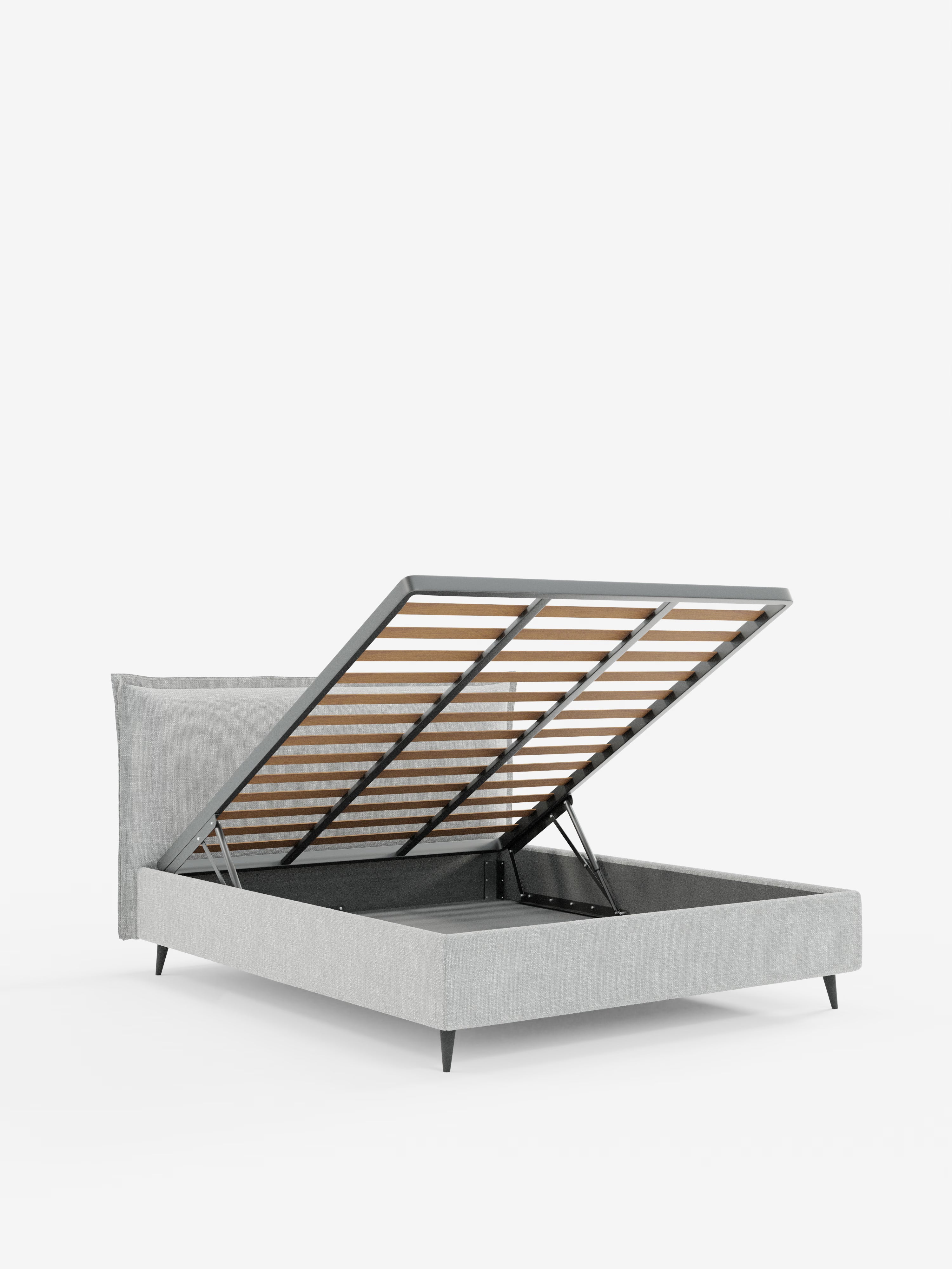 Hans Storage bed with minimal design in soft-touch flame fabric, waterproof