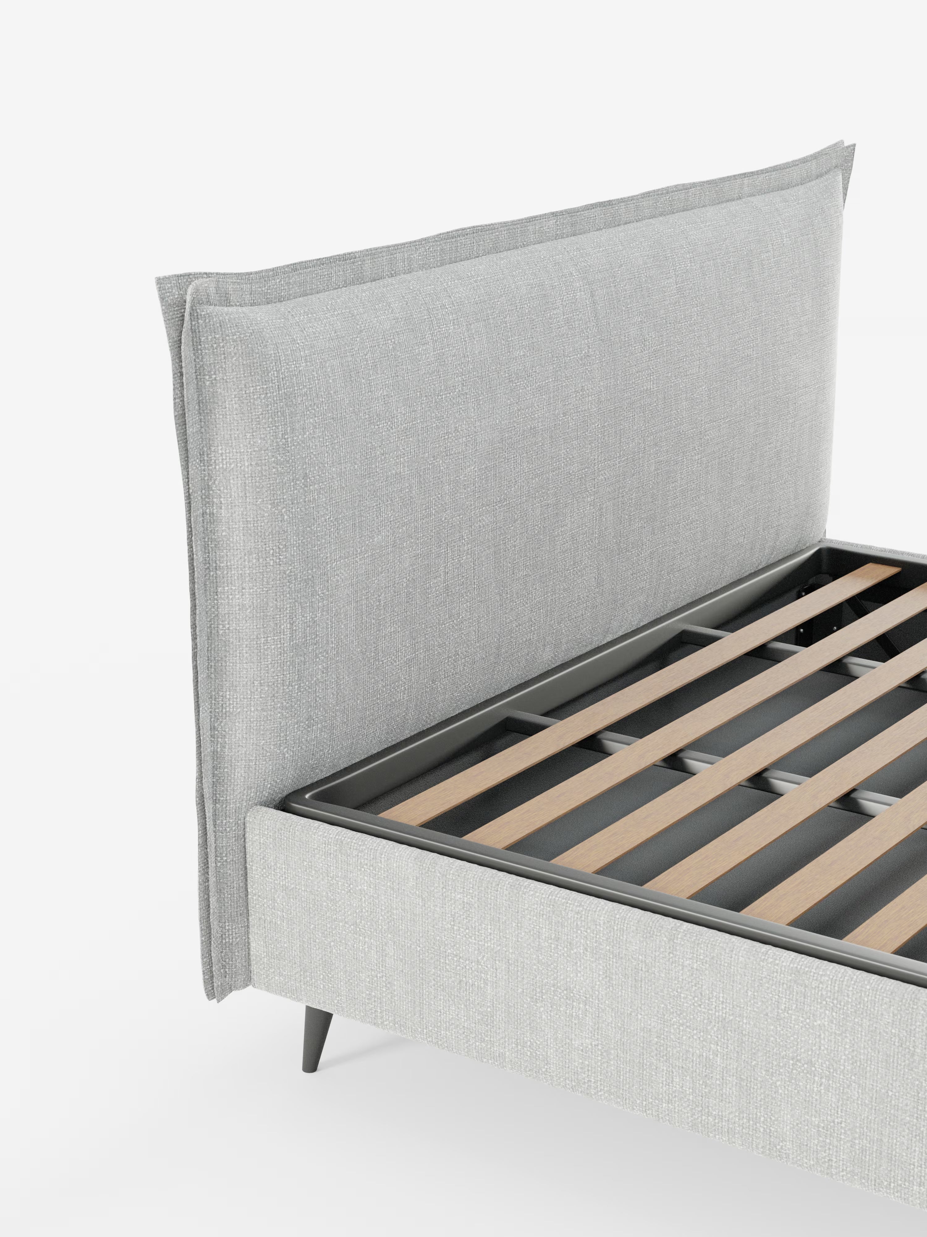 Hans Storage bed with minimal design in soft-touch flame fabric, waterproof