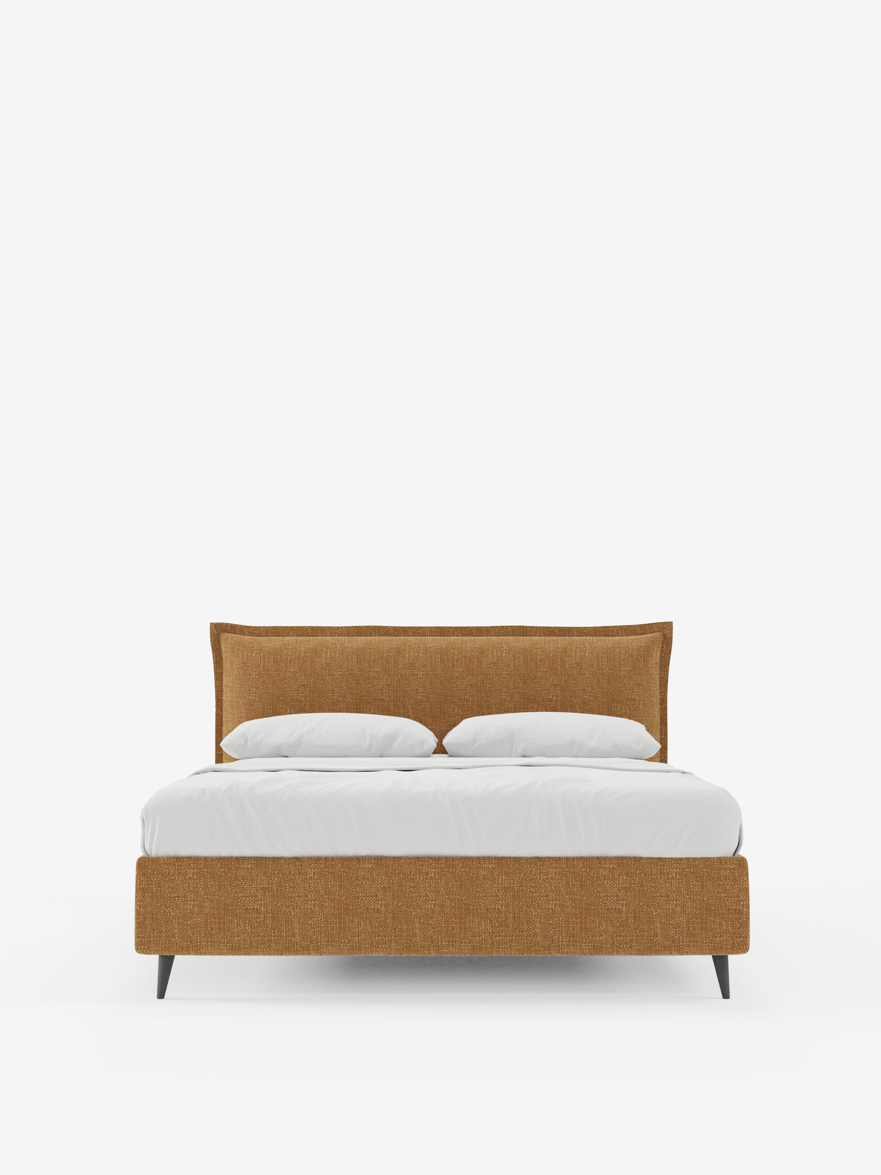 Hans Storage bed with minimal design in soft-touch flame fabric, waterproof