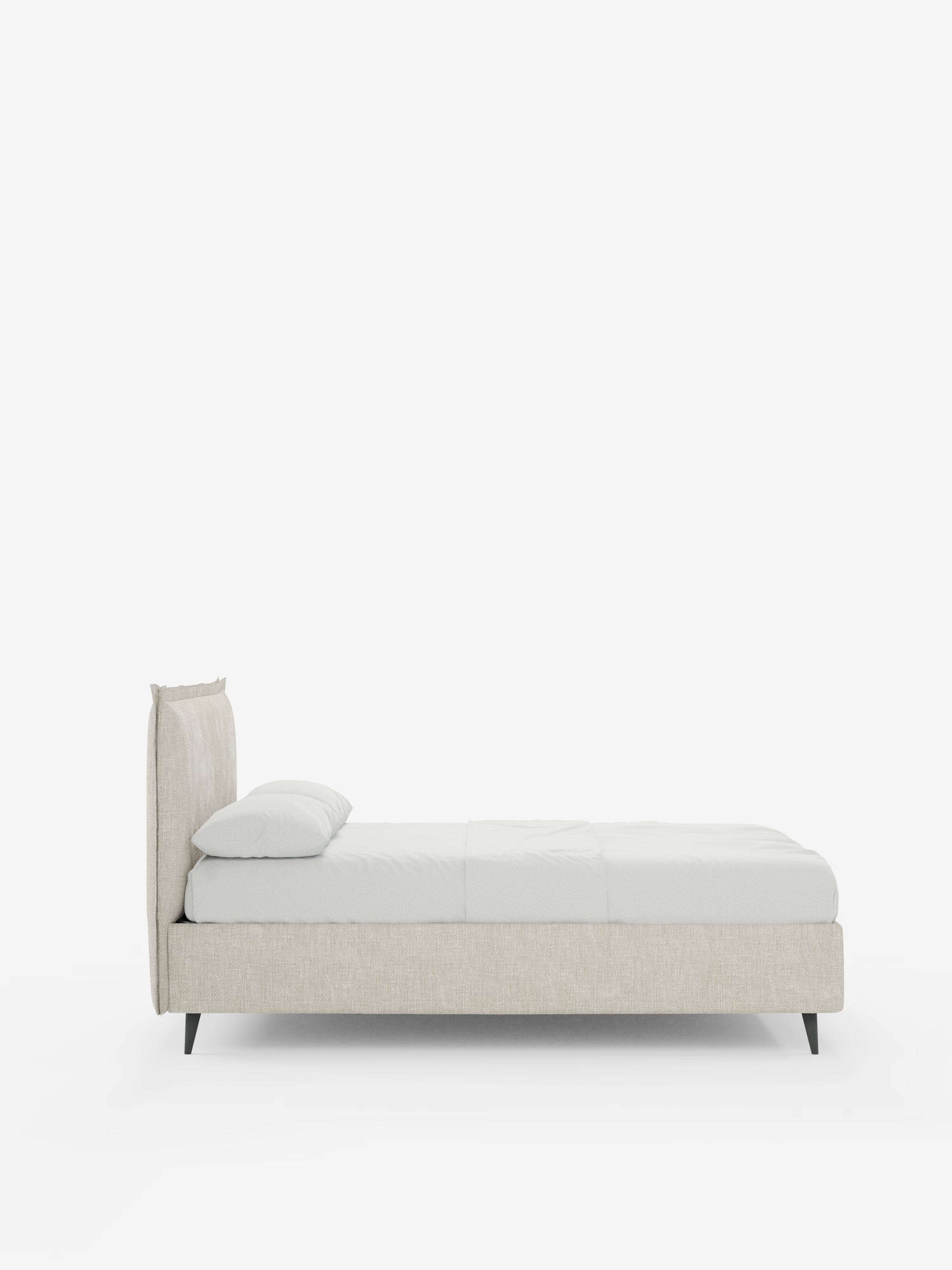 Hans Storage bed with minimal design in soft-touch flame fabric, waterproof