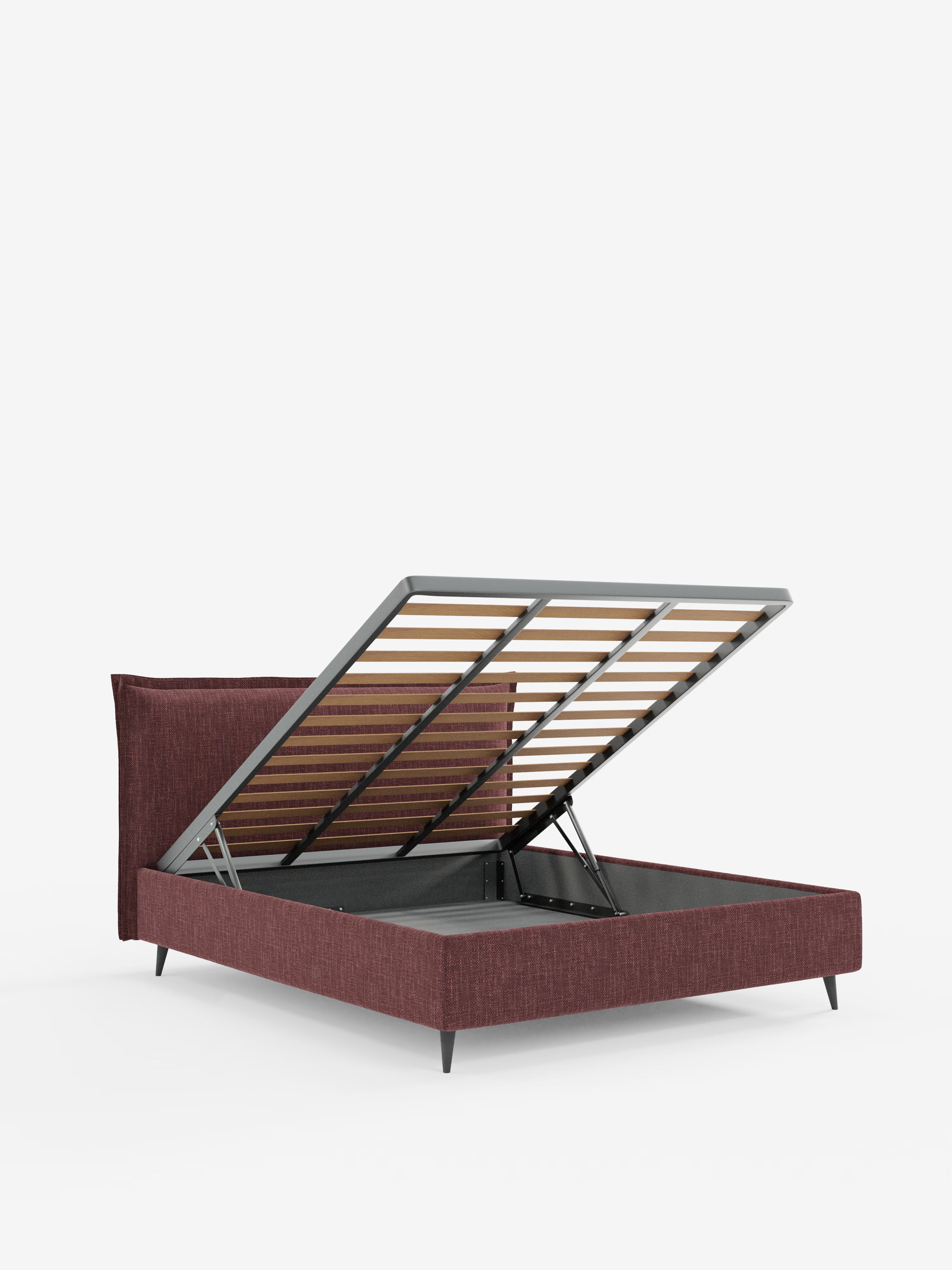 Hans Storage bed with minimal design in soft-touch flame fabric, waterproof