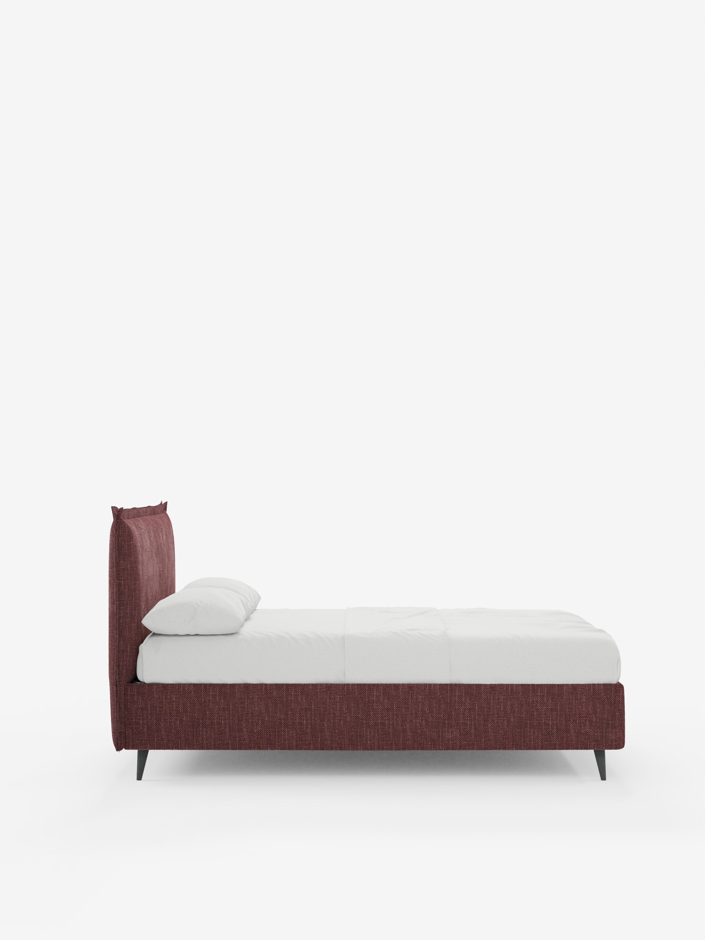 Hans Storage bed with minimal design in soft-touch flame fabric, waterproof