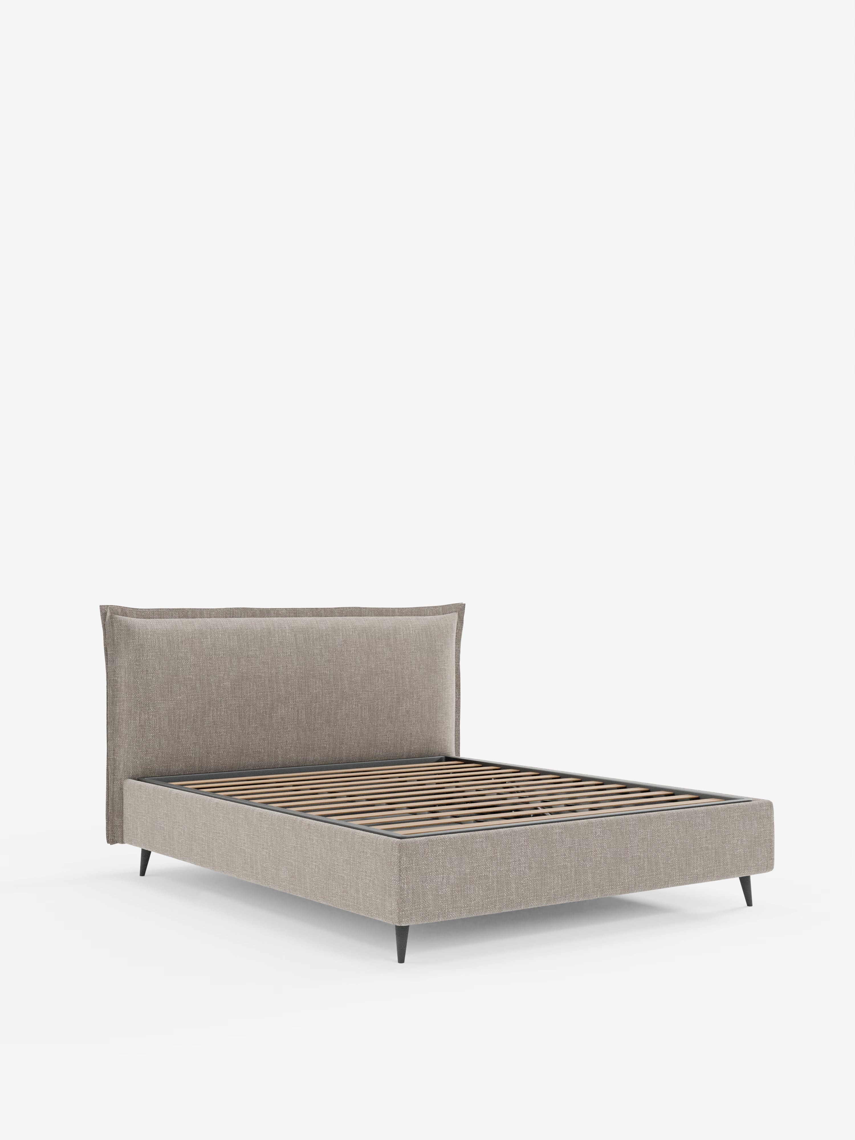 Hans Storage bed with minimal design in soft-touch flame fabric, waterproof