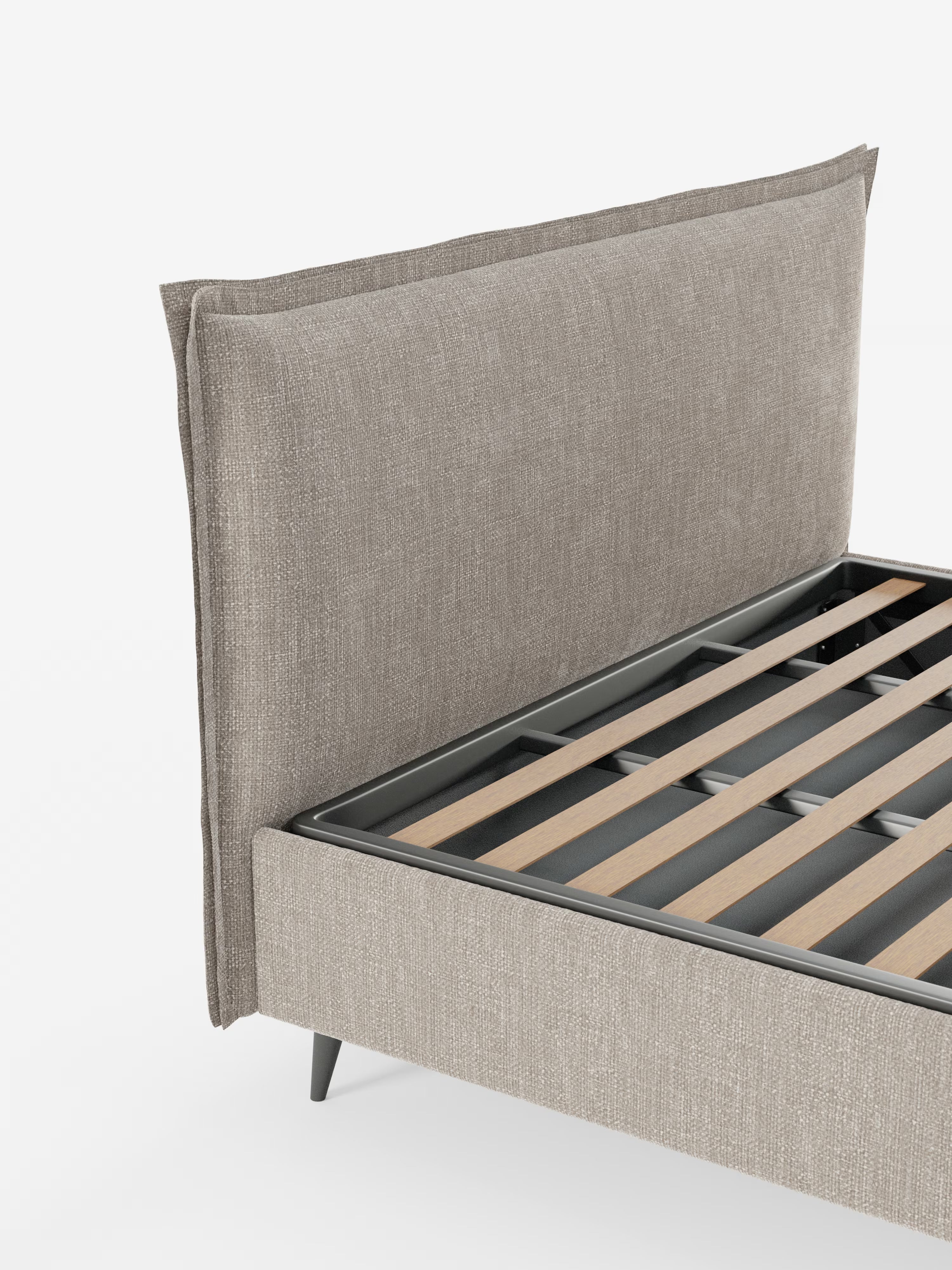 Hans Storage bed with minimal design in soft-touch flame fabric, waterproof