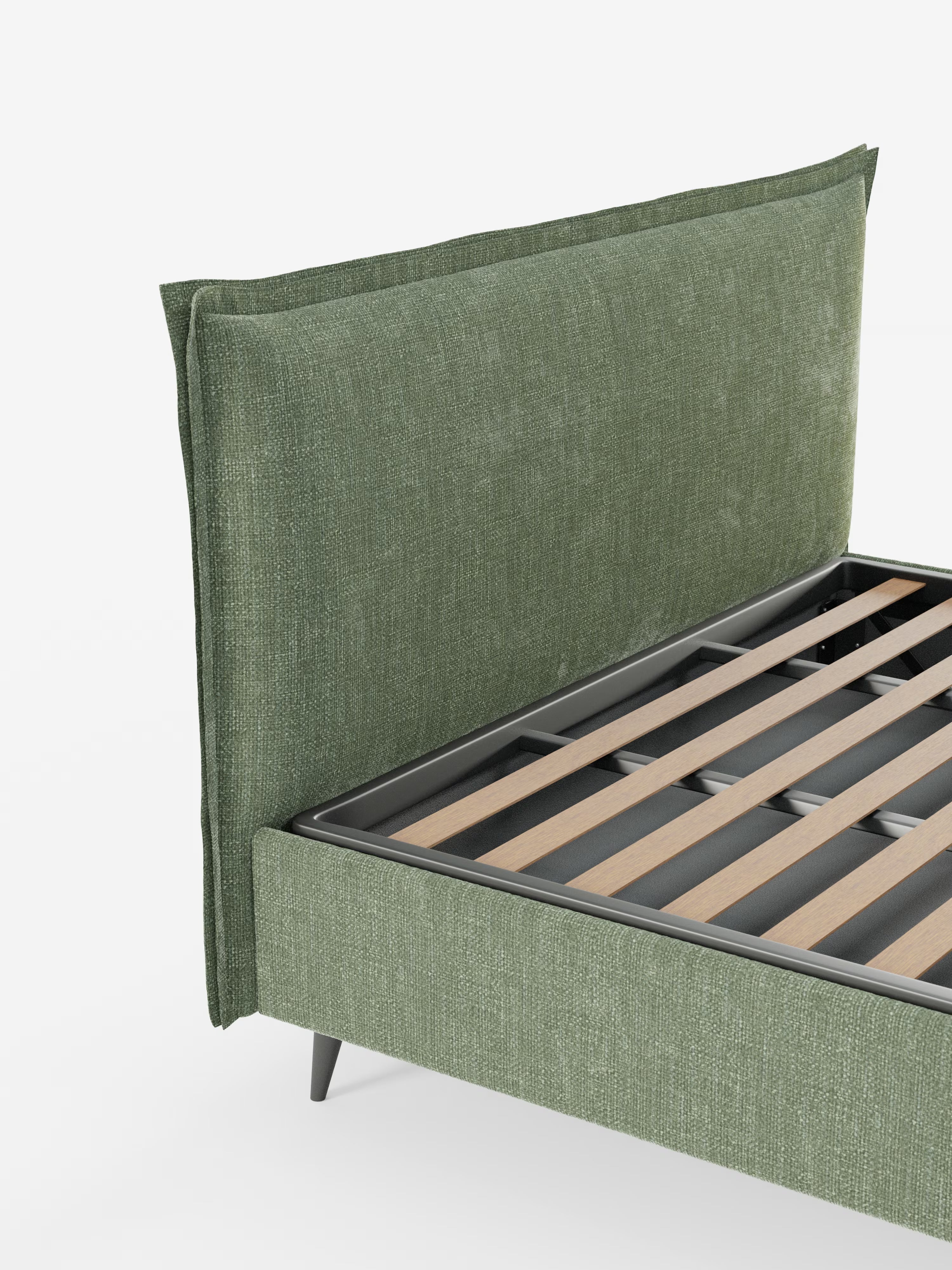 Hans Storage bed with minimal design in soft-touch flame fabric, waterproof