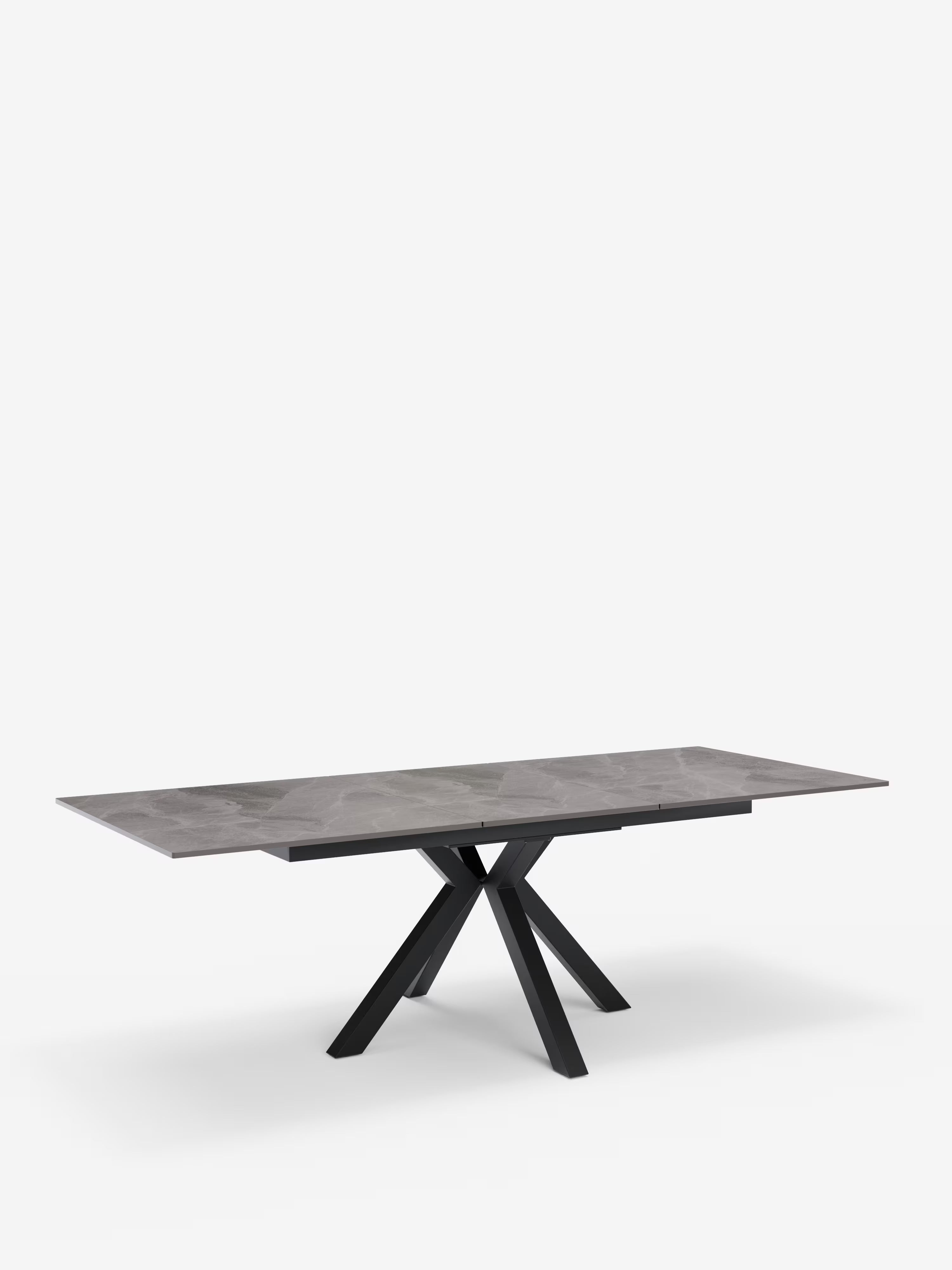 Hero Mesa extensible efecto mármol gris – base de metal antracita 180 (240) x 100 cm