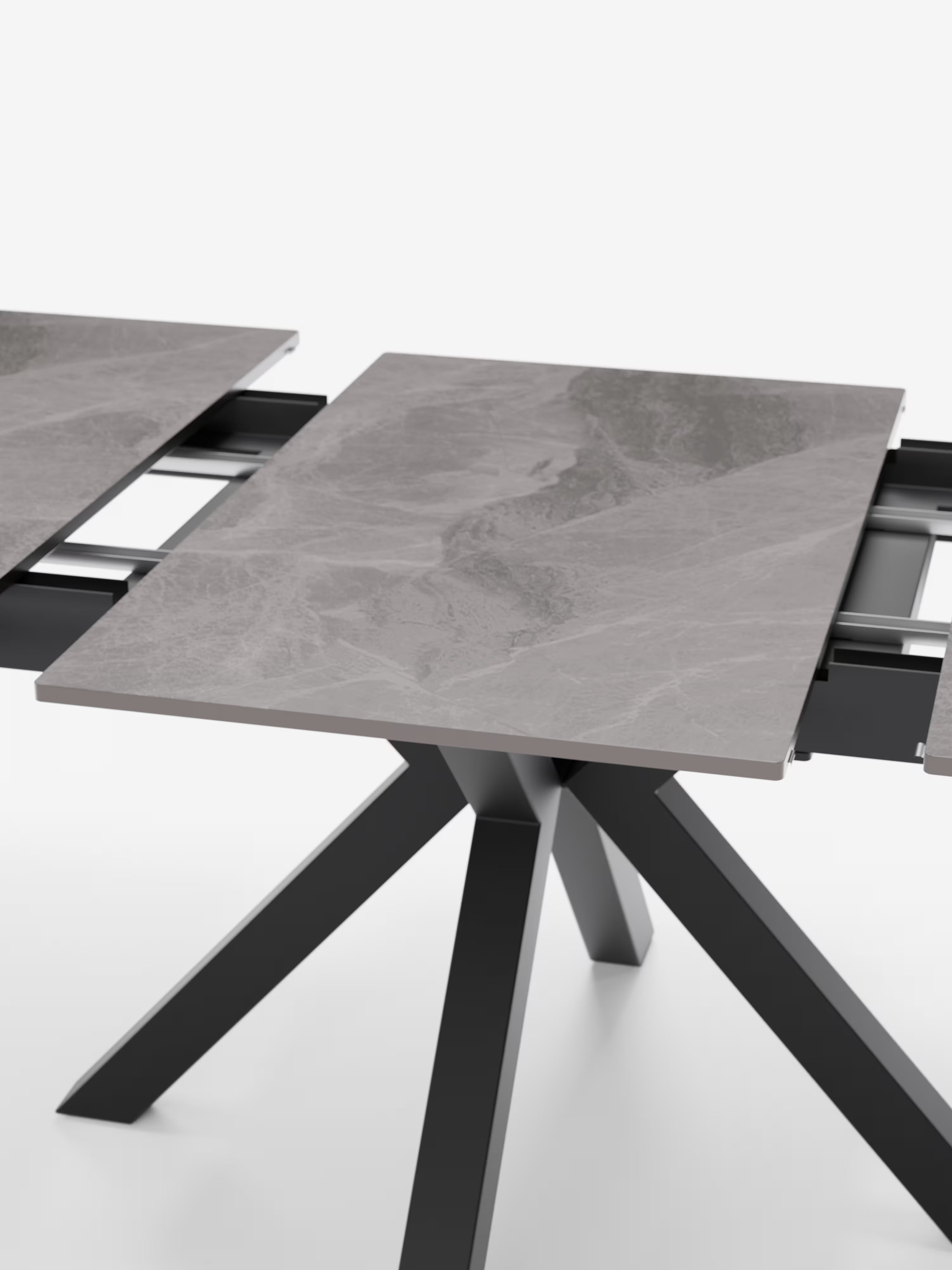 Hero Mesa extensible efecto mármol gris – base de metal antracita 180 (240) x 100 cm