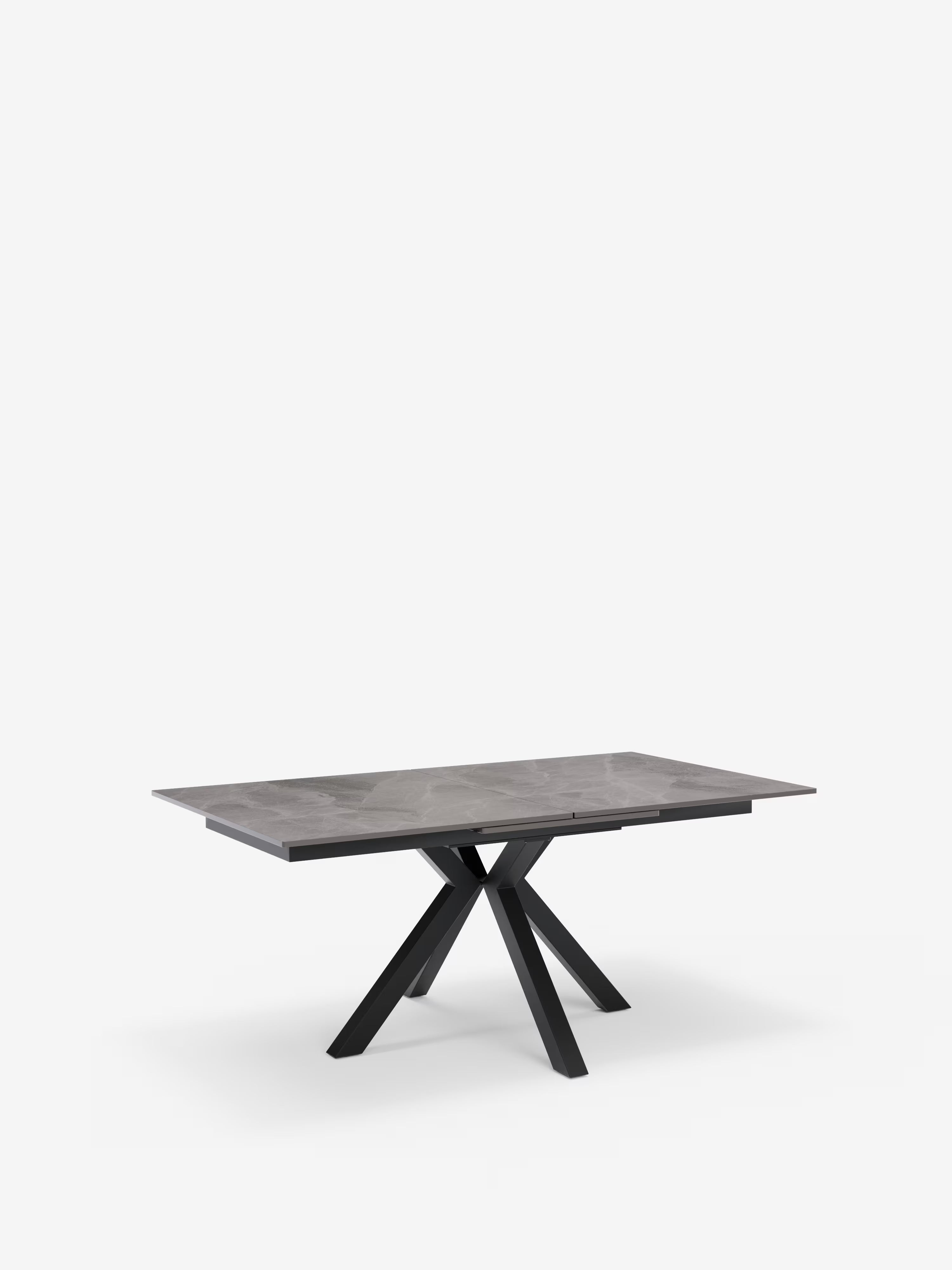 Hero Mesa extensible efecto mármol gris – base de metal antracita 180 (240) x 100 cm