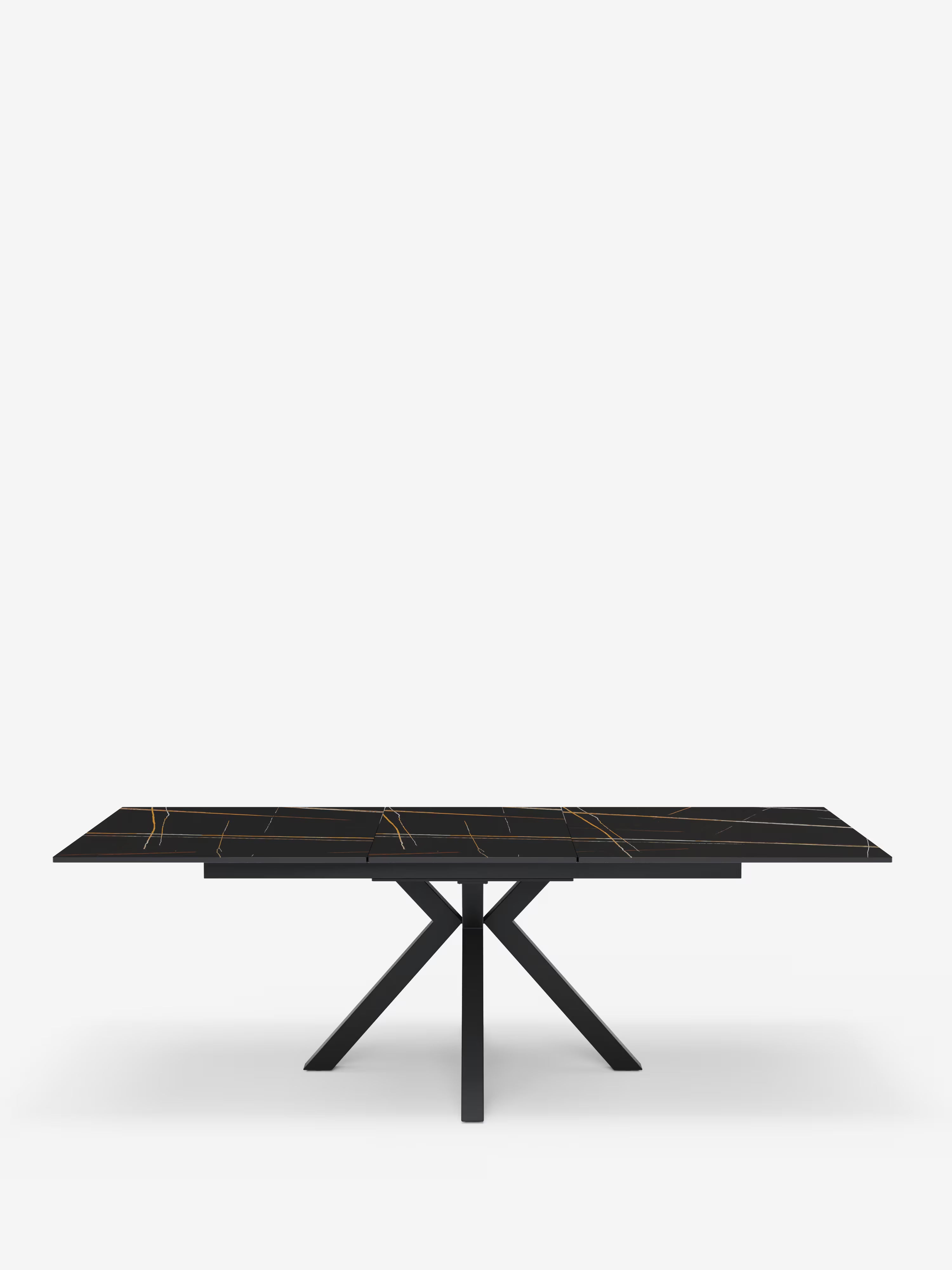 Hero Mesa extensible efecto mármol negro – base de metal negro 180 (240) x 100 cm