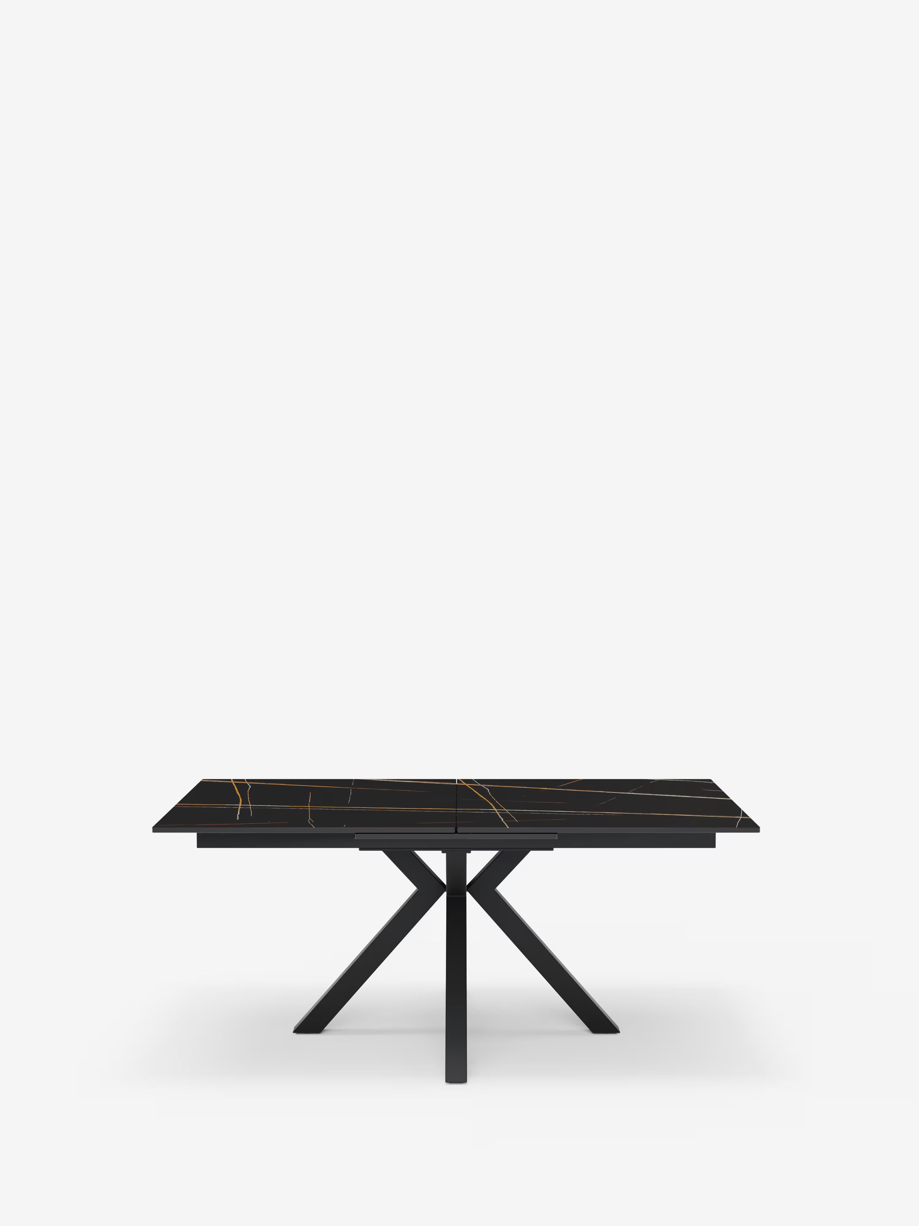 Hero Mesa extensible efecto mármol negro – base de metal negro 180 (240) x 100 cm