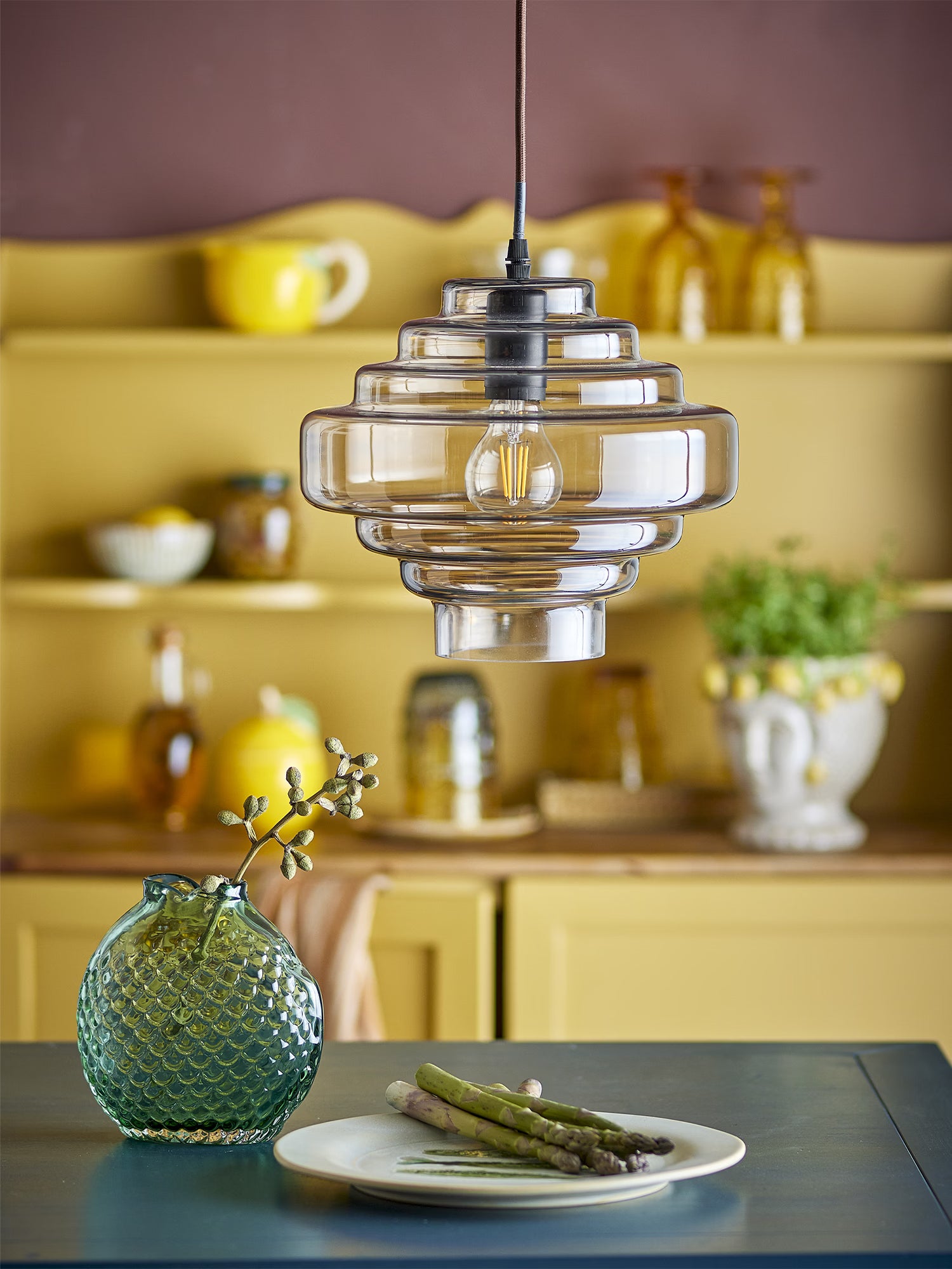 Ilua Pendant lamp in brown glass - soft lines with Mediterranean design
