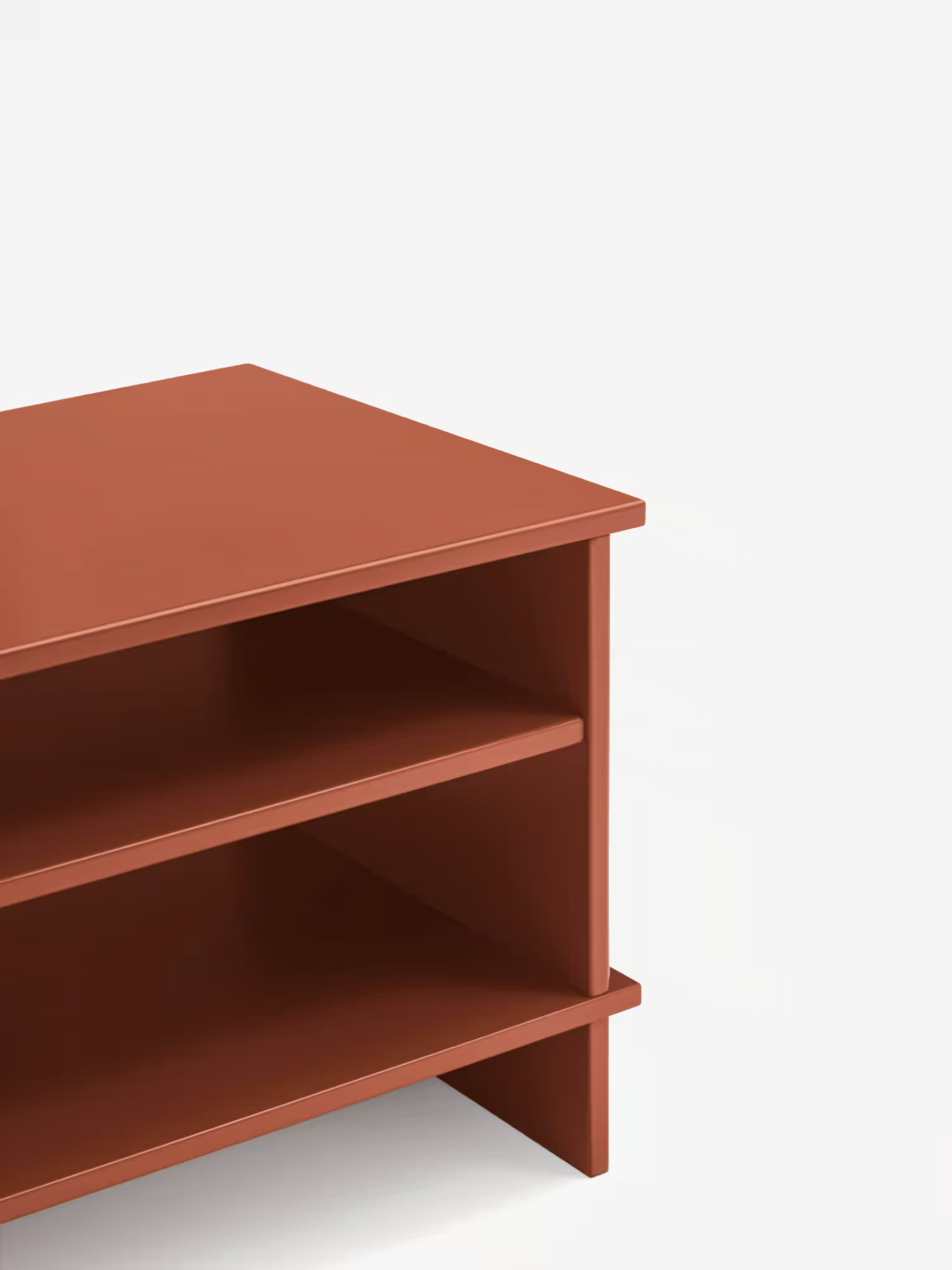 Inari comodino in mdf laccato terracotta - minimalismo giapponese 54 x 40 cm
