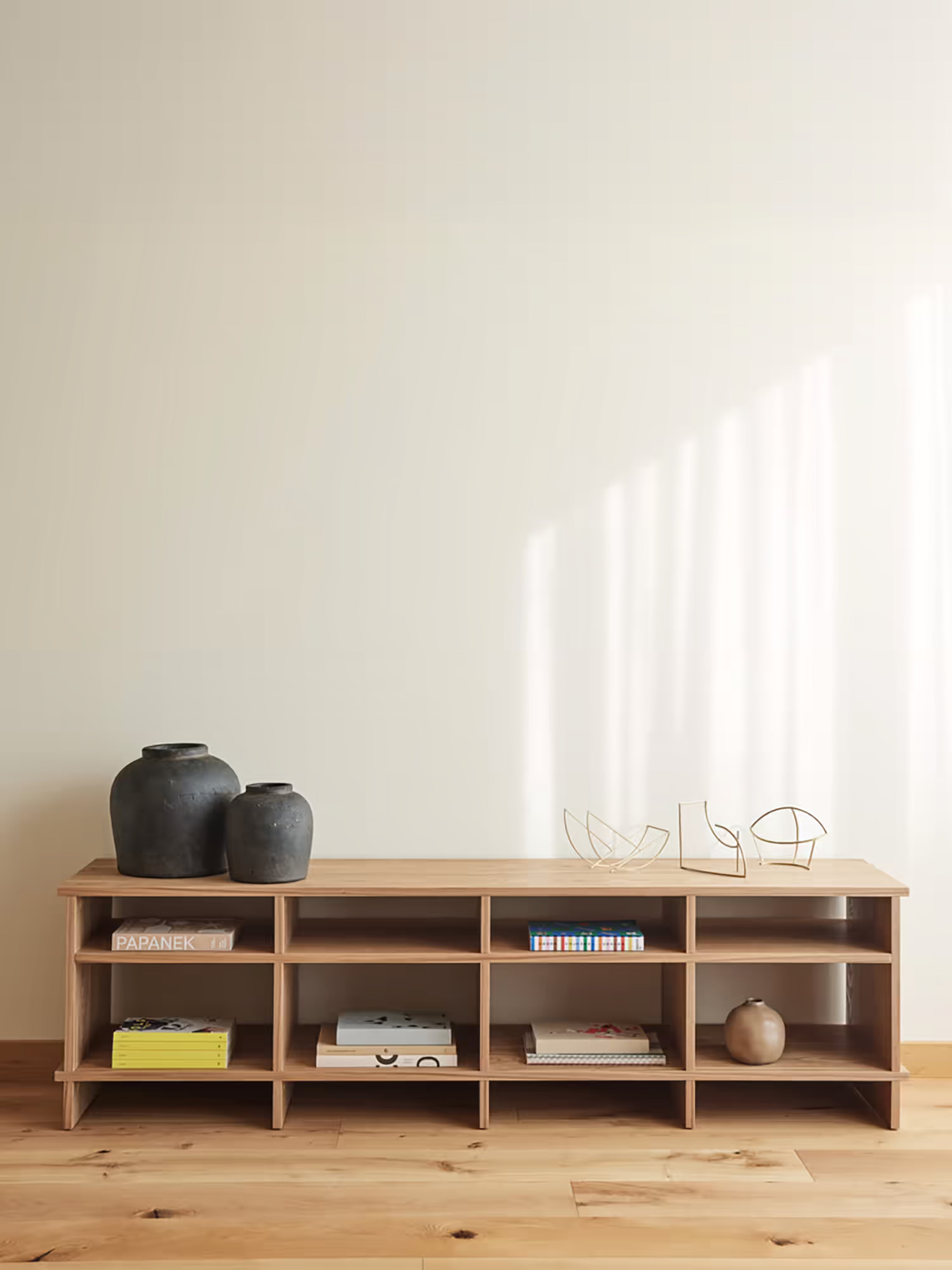Mueble TV Inari en madera de roble natural - diseño moderno y minimalismo japonés 180 x 50 cm