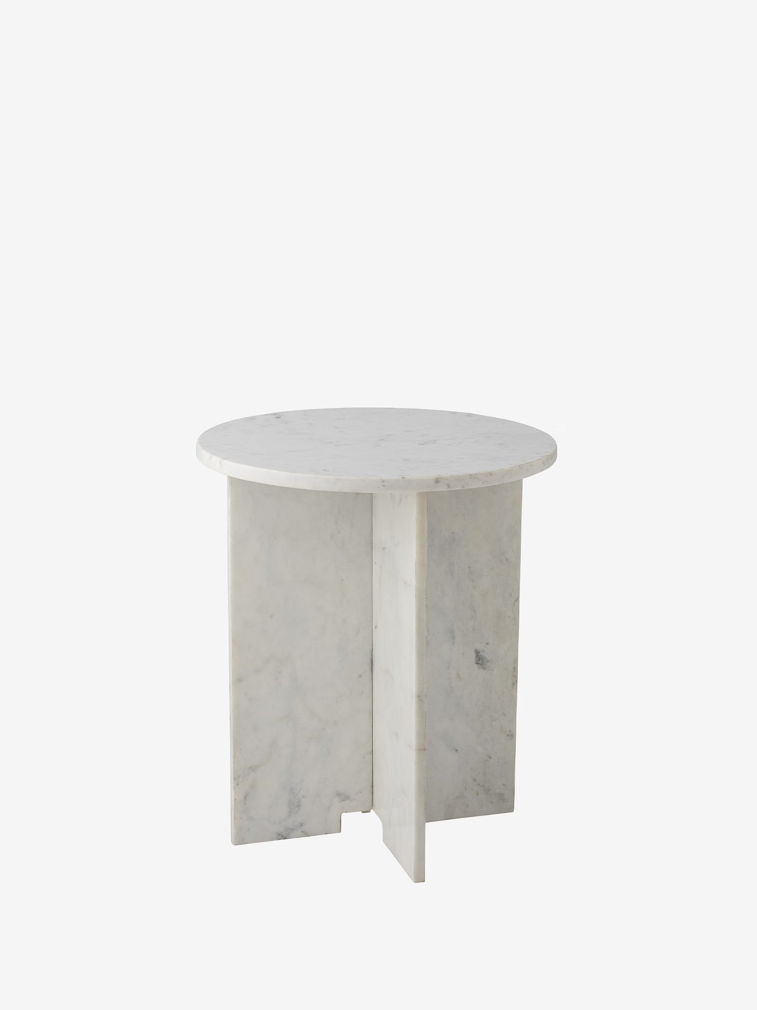 Jasmia Tavolino d'appoggio rotondo Ø46 in marmo bianco naturale