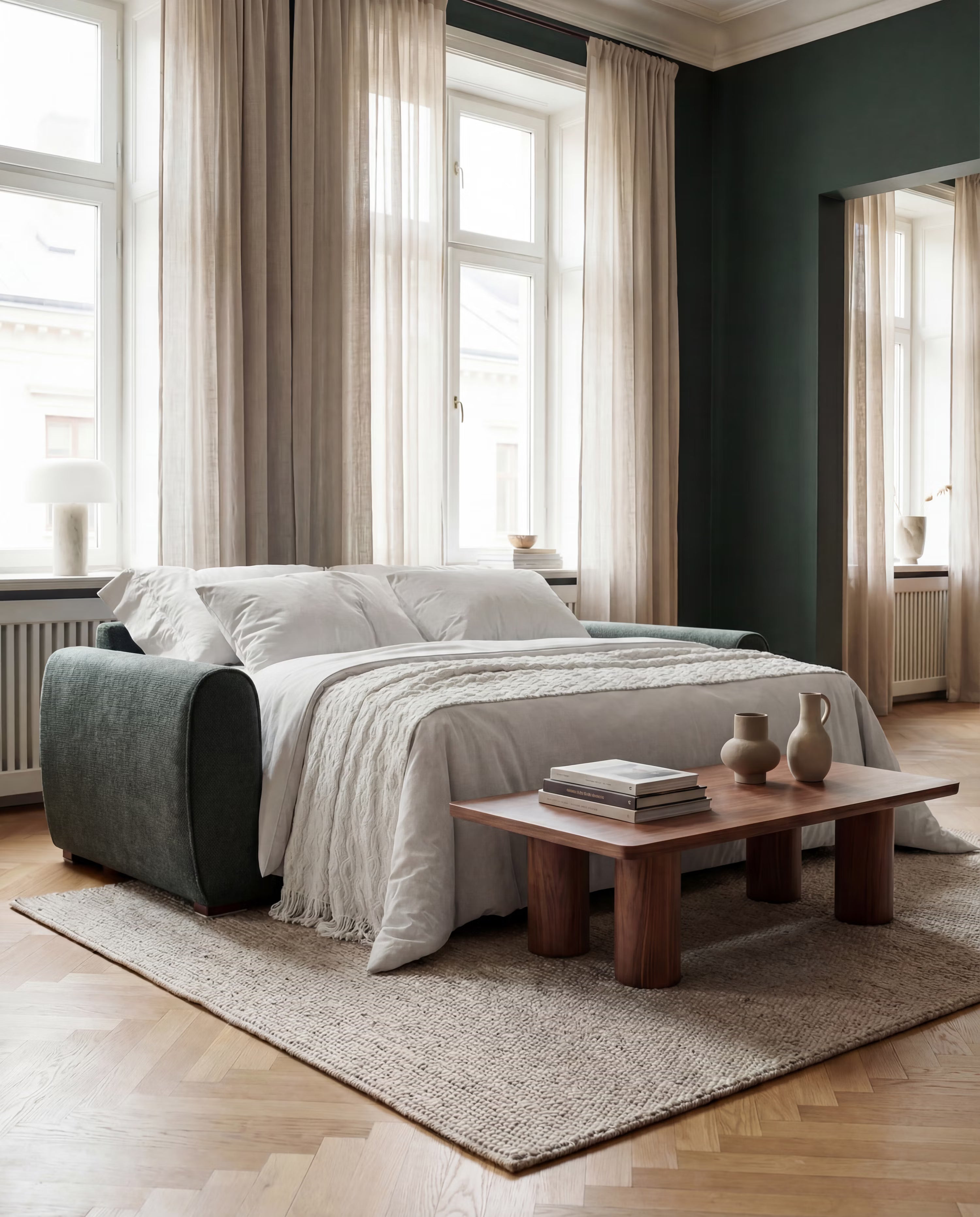 Kaleo Divano letto matrimoniale con materasso alto 17 cm - eleganza e comfort in tessuto Impermeabile