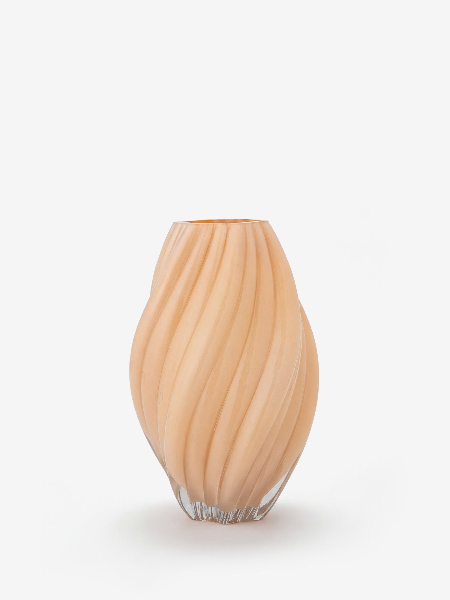 Kanji beige blown glass vase with twisted shape H30 cm