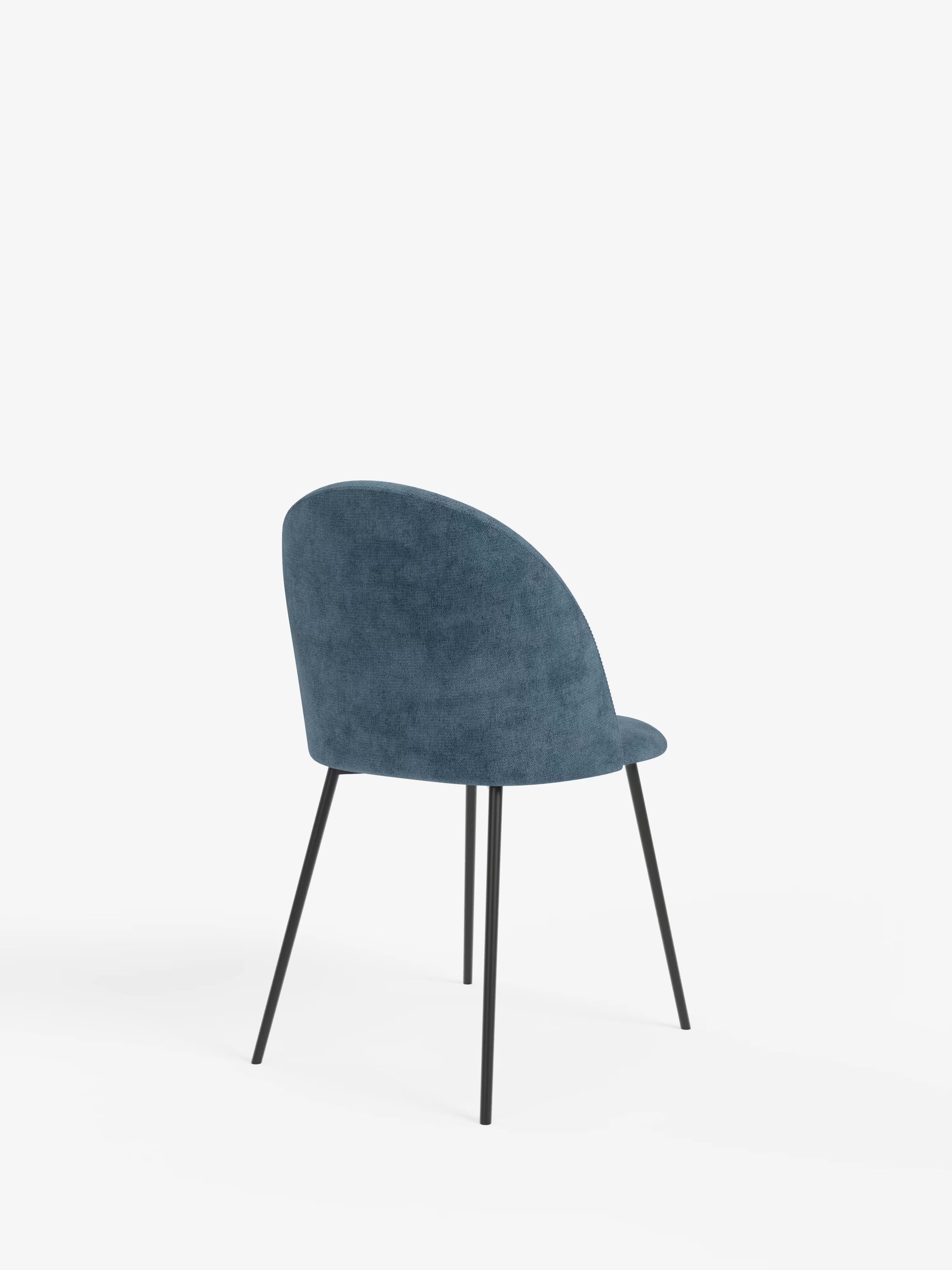 Karen chaise en velours côtelé bleu avec pieds en métal peint noir