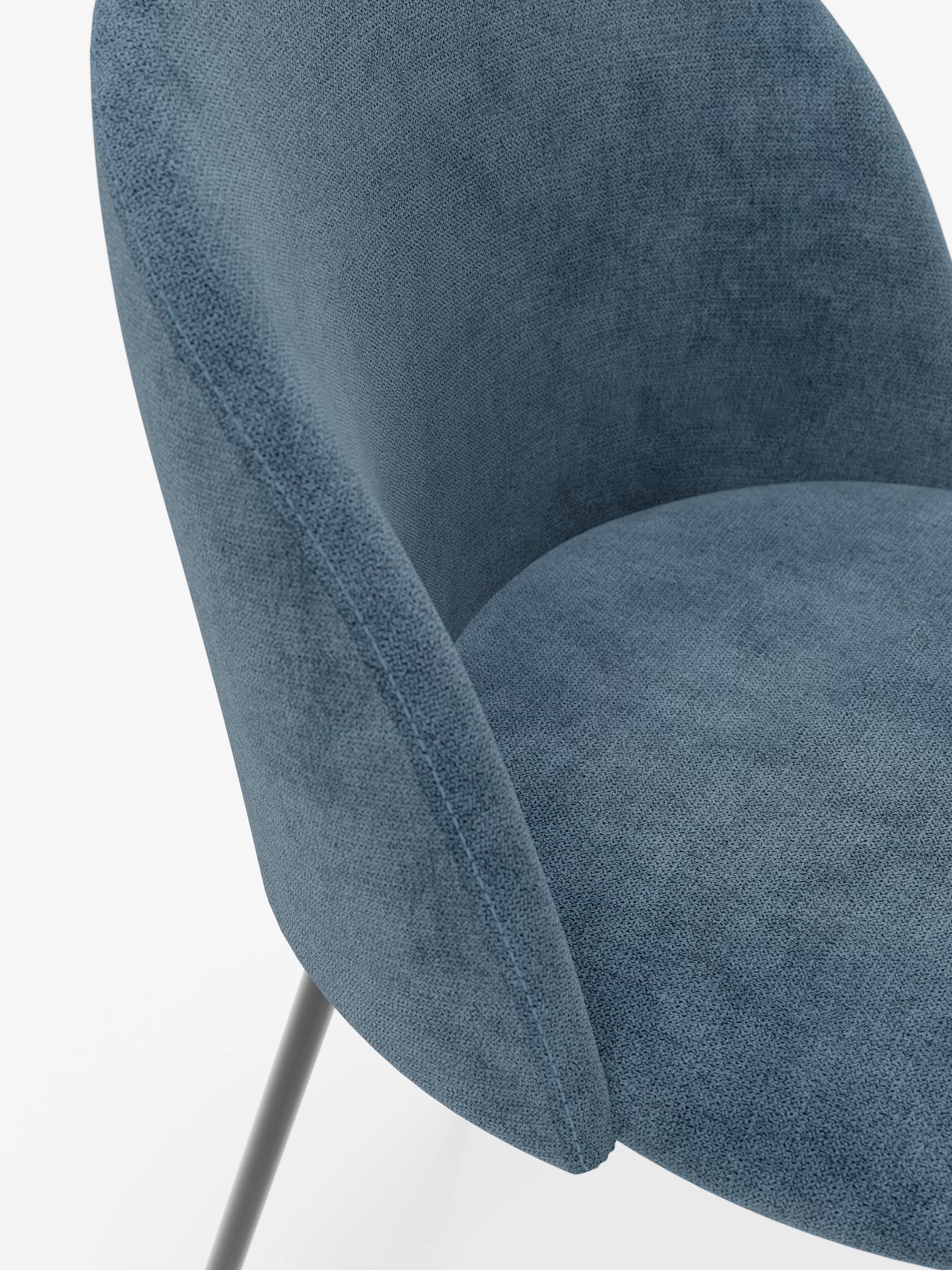 Karen chaise en velours côtelé bleu avec pieds en métal peint noir