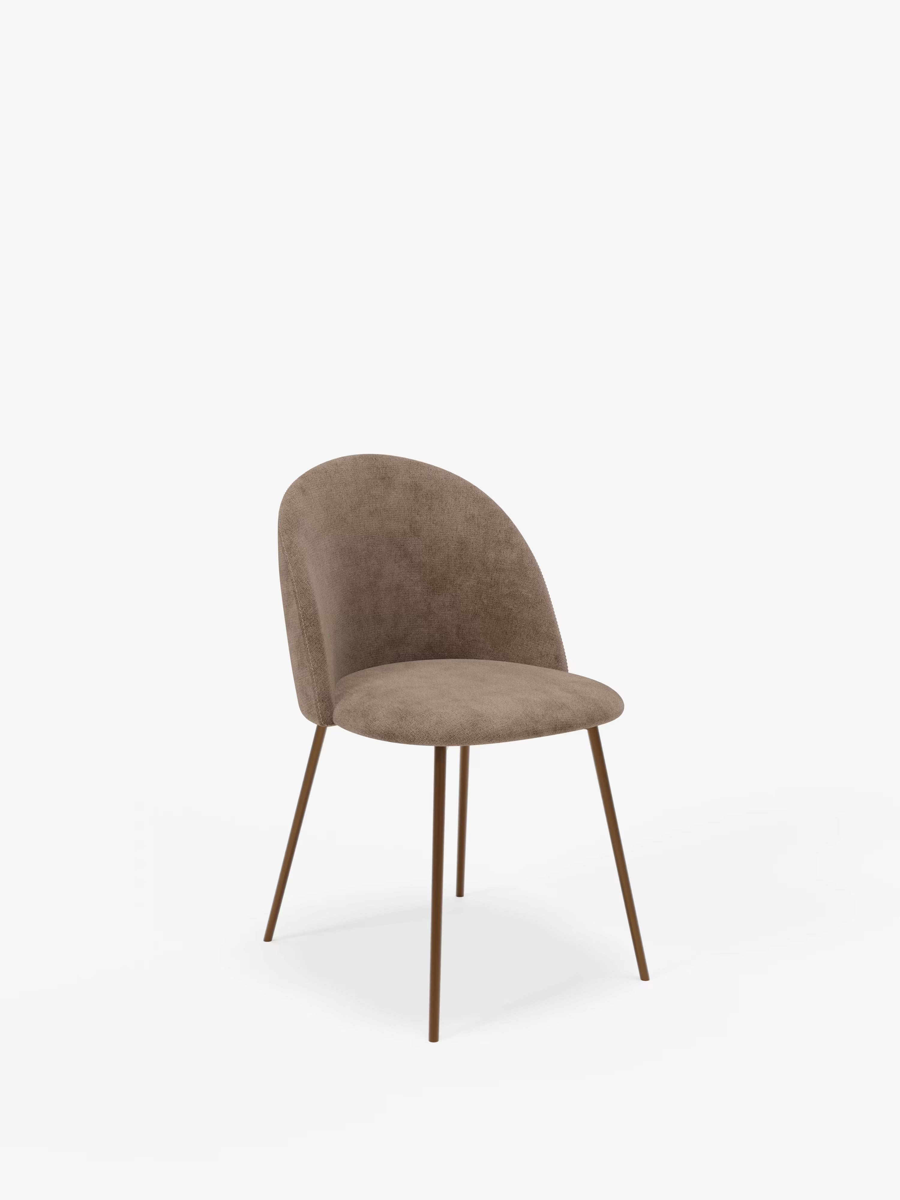 Karen chaise en velours côtelé marron avec pieds en métal peint marron