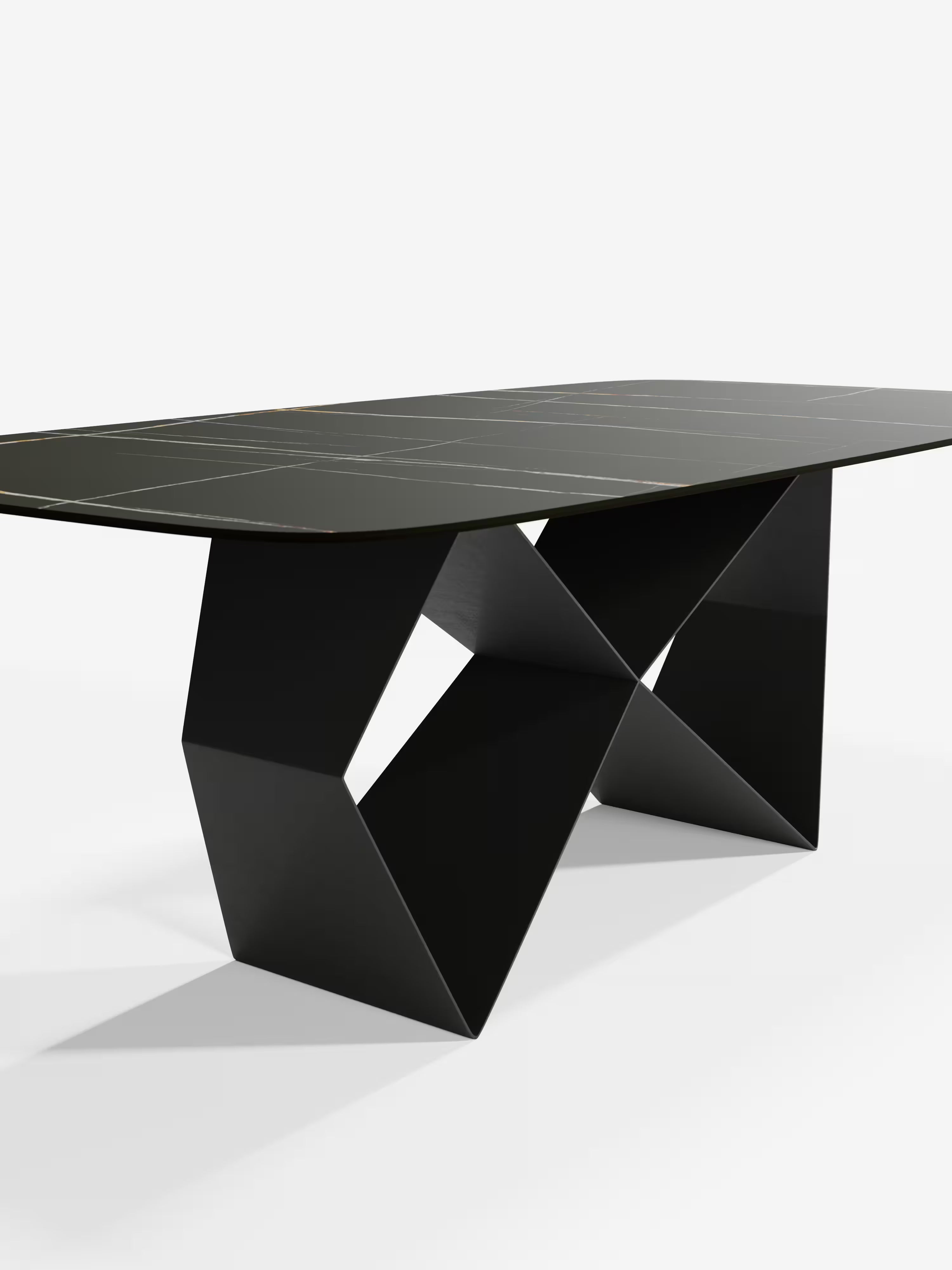 Karl mesa de comedor rectangular 210x110 cm con sobre de cerámica efecto mármol