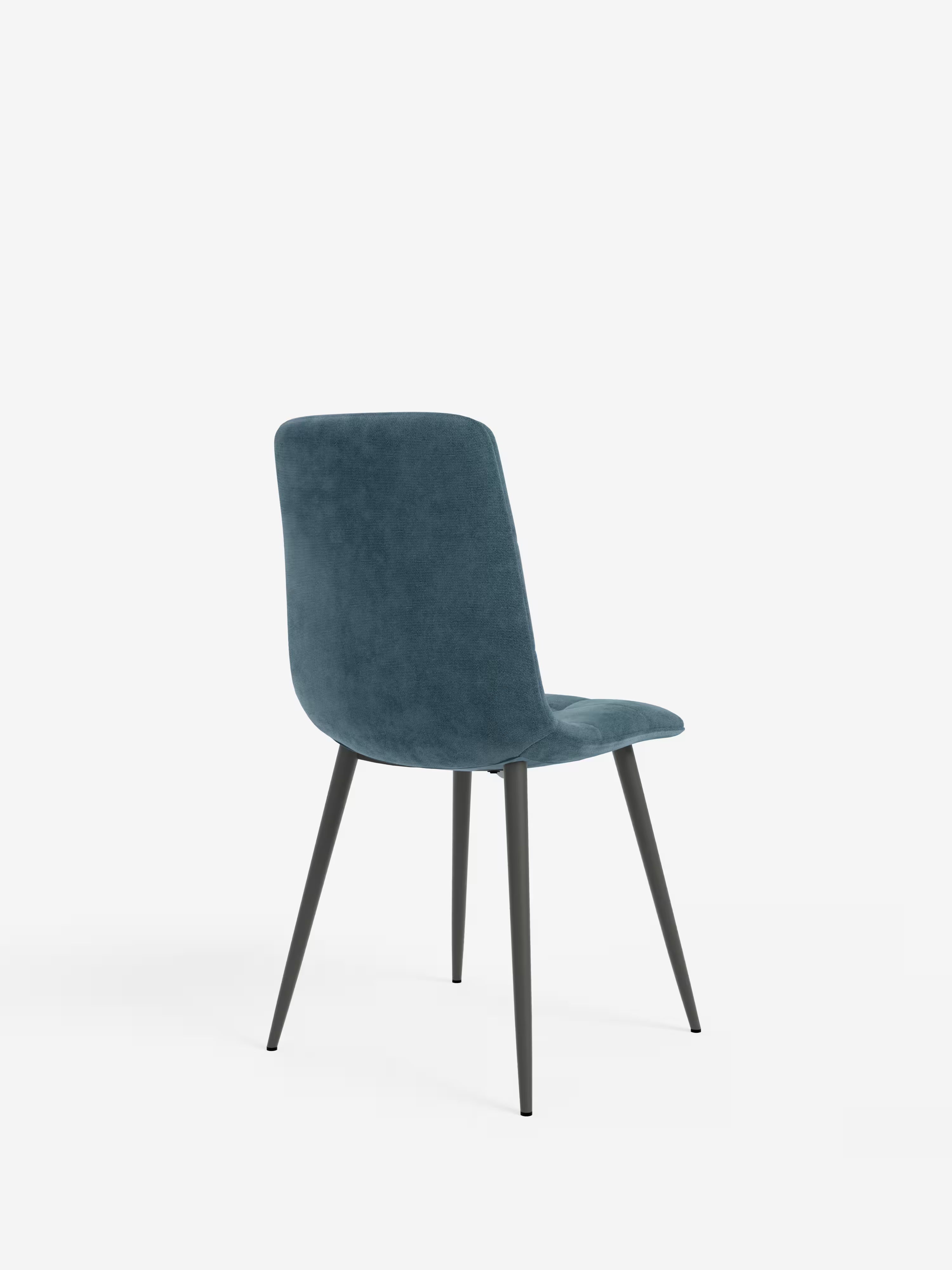 Katerine Stuhl aus Chenille in Blau mit Beinen aus lackiertem Schwarz