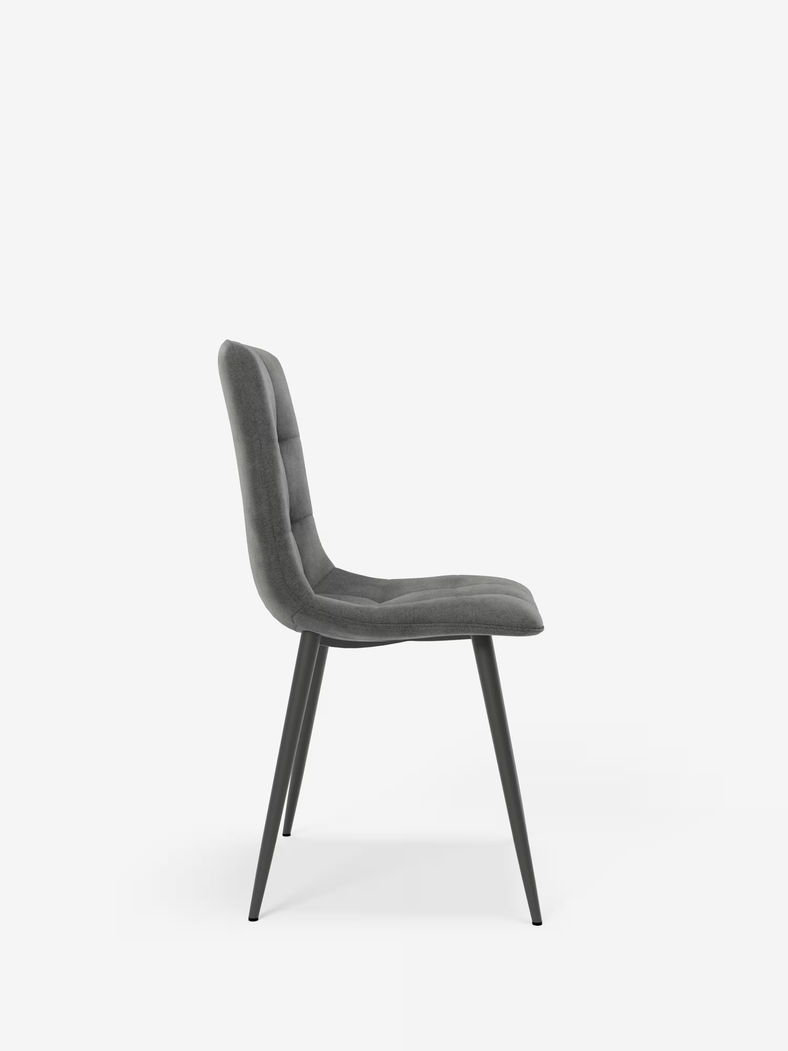 Chaise Katerine en tissu velours côtelé gris foncé avec structure noire – moderne et confortable