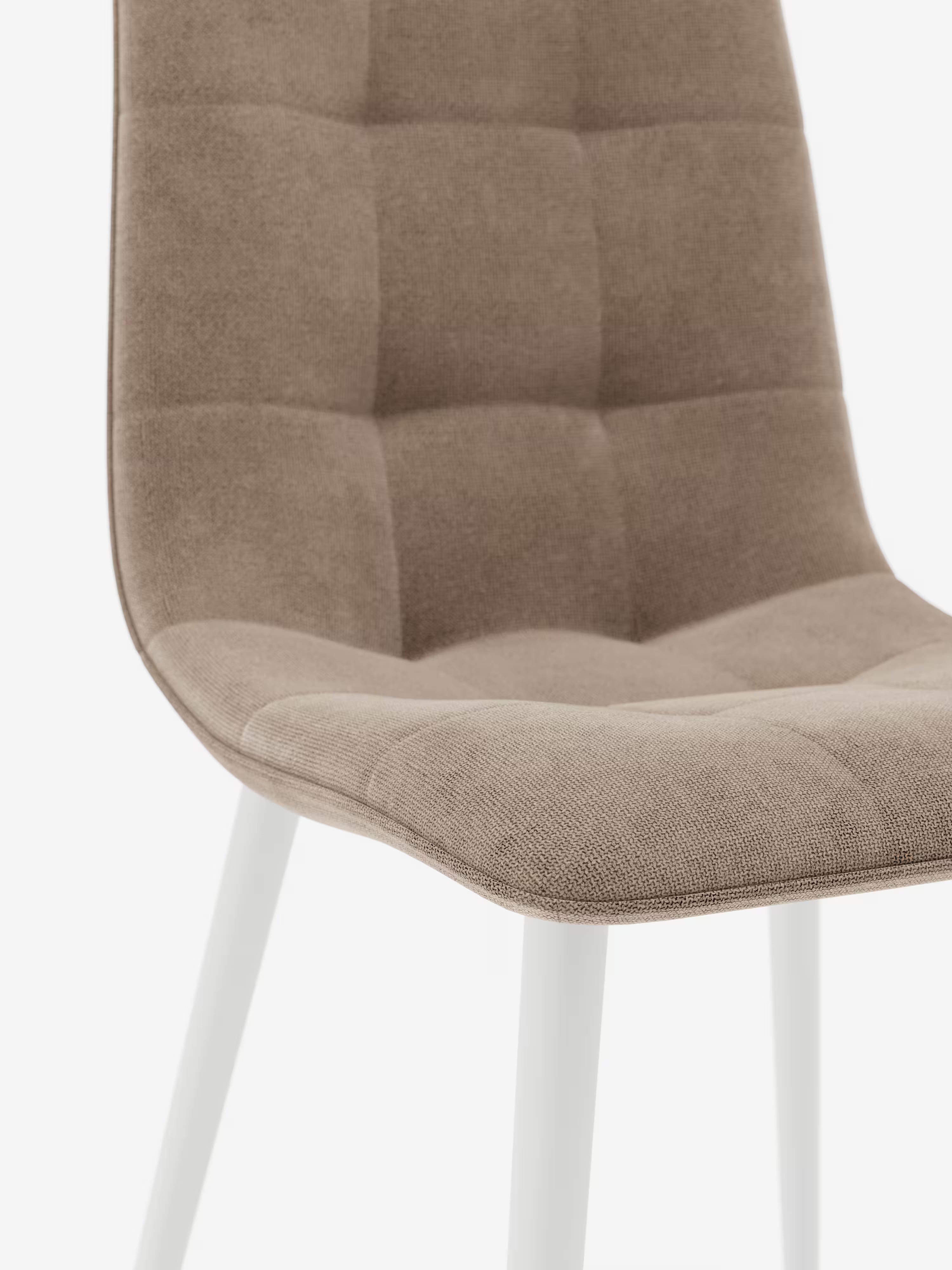 Chaise Katerine en velours côtelé taupe avec pieds en métal laqué blanc