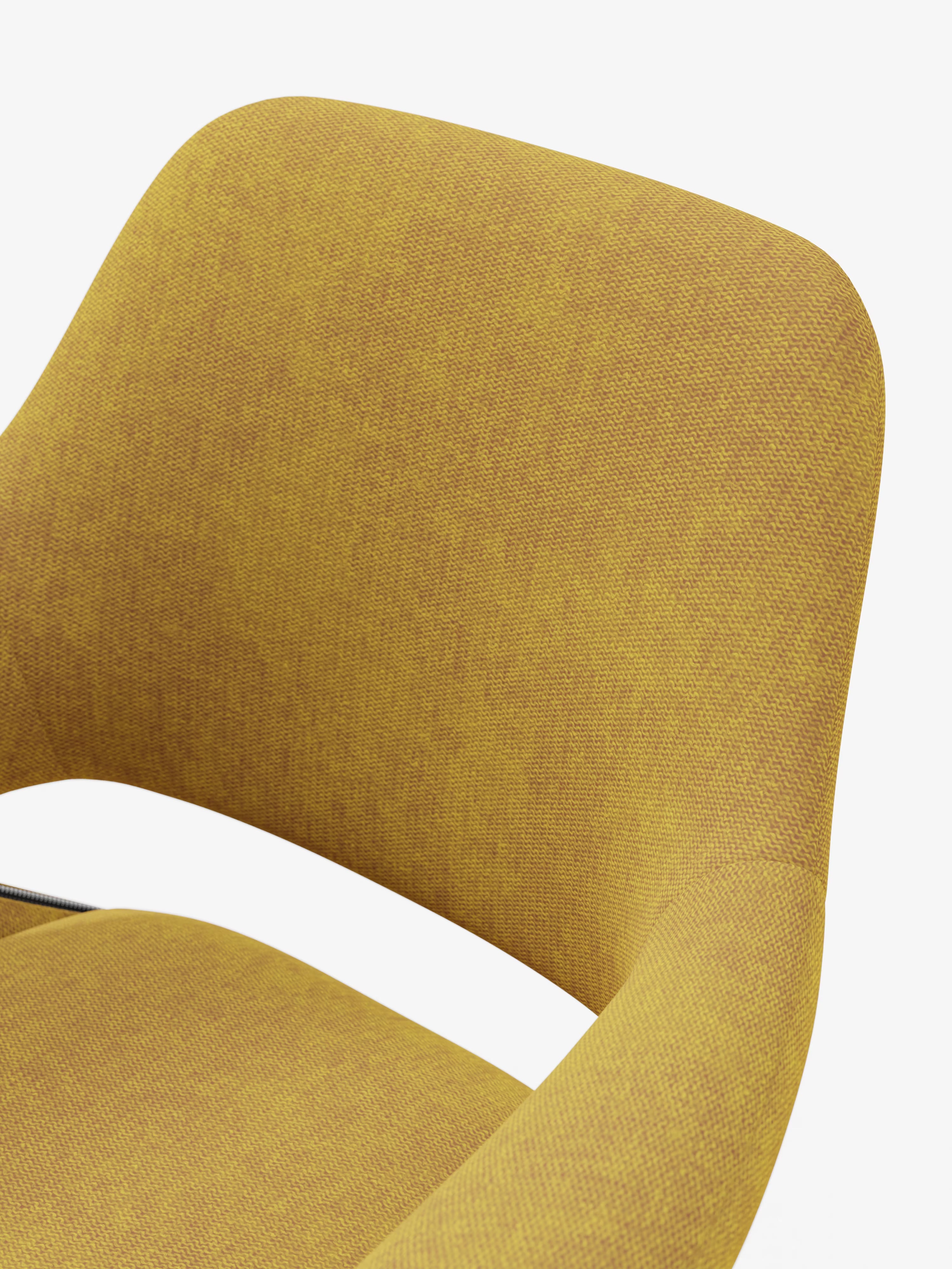 Chaise pivotante Kerry en tissu jaune avec base en métal – style rétro et confort contemporain